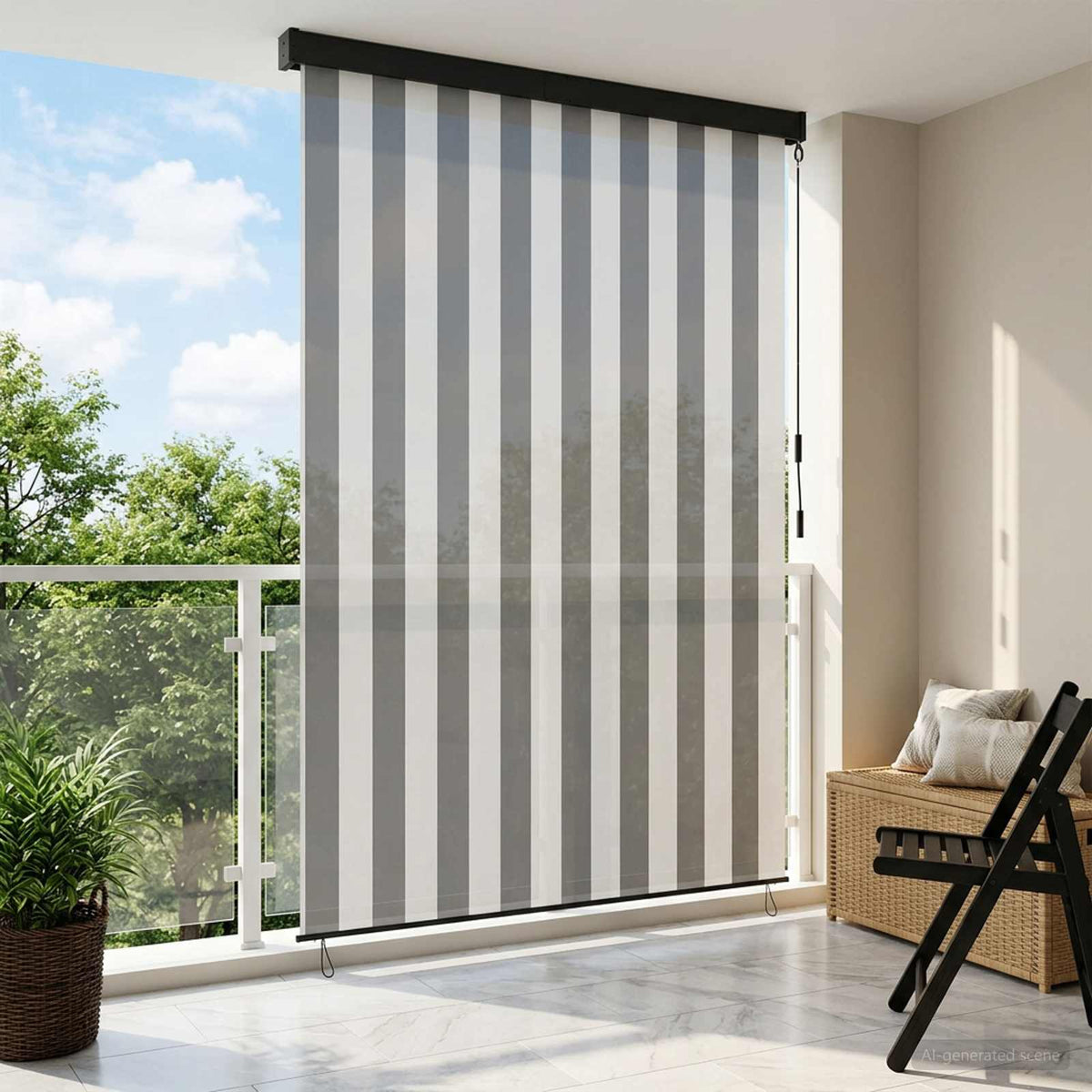 Rullegardin Anthracit og hvid 120 x 250 cm Stof og Aluminium