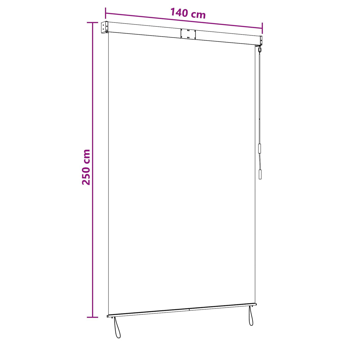 Rullegardin Sort 140 x 250 cm Stof og Aluminium