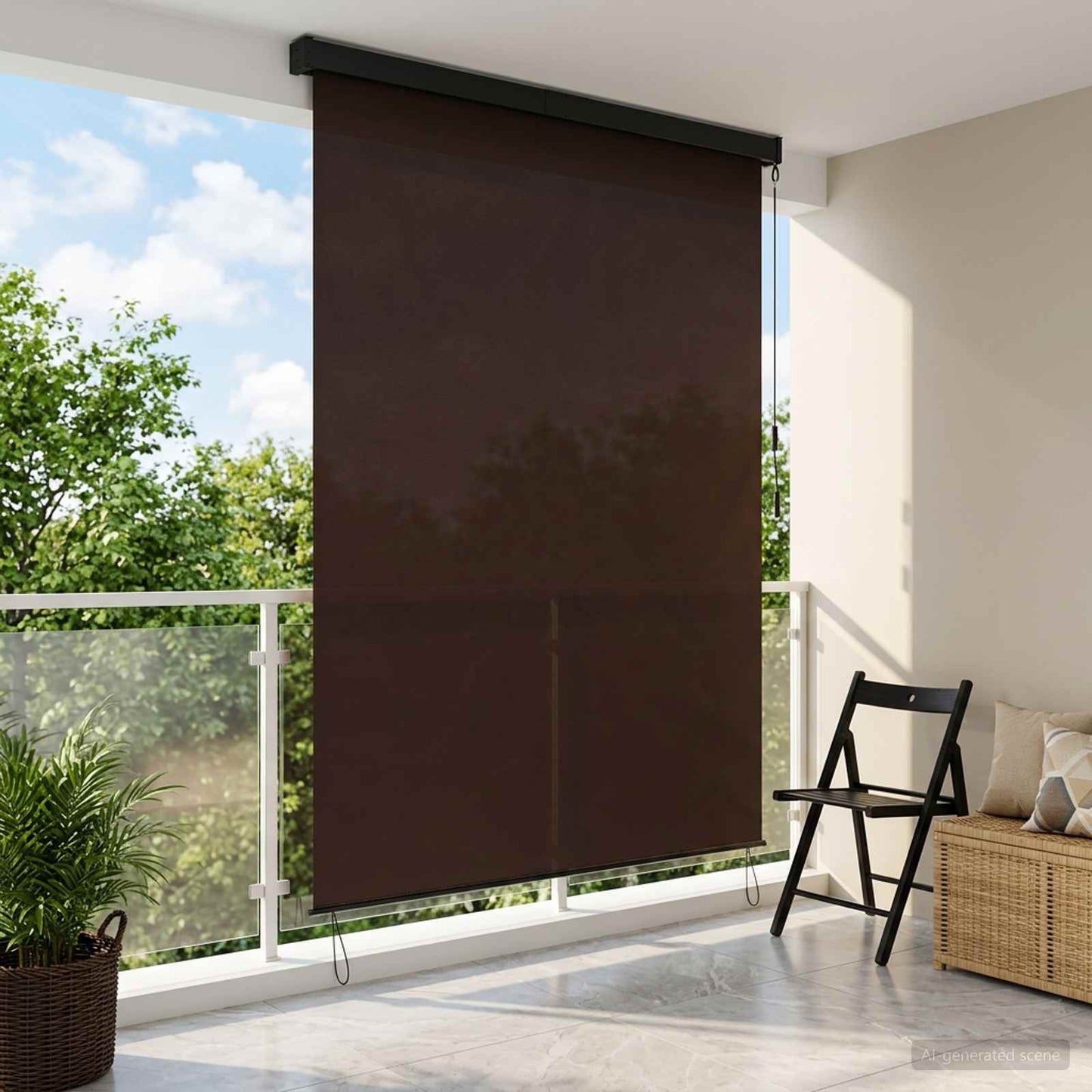 Rullegardin Brun 140 x 250 cm Stof og Aluminium