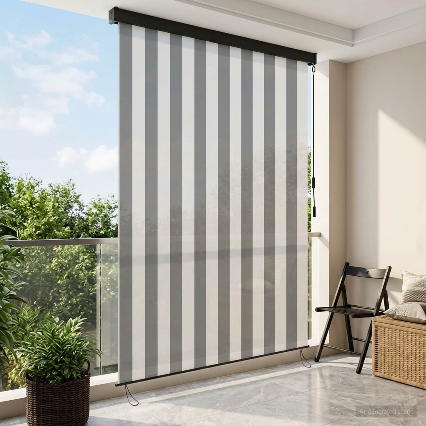Rullegardin Anthracit og hvid 140 x 250 cm Stof og Aluminium
