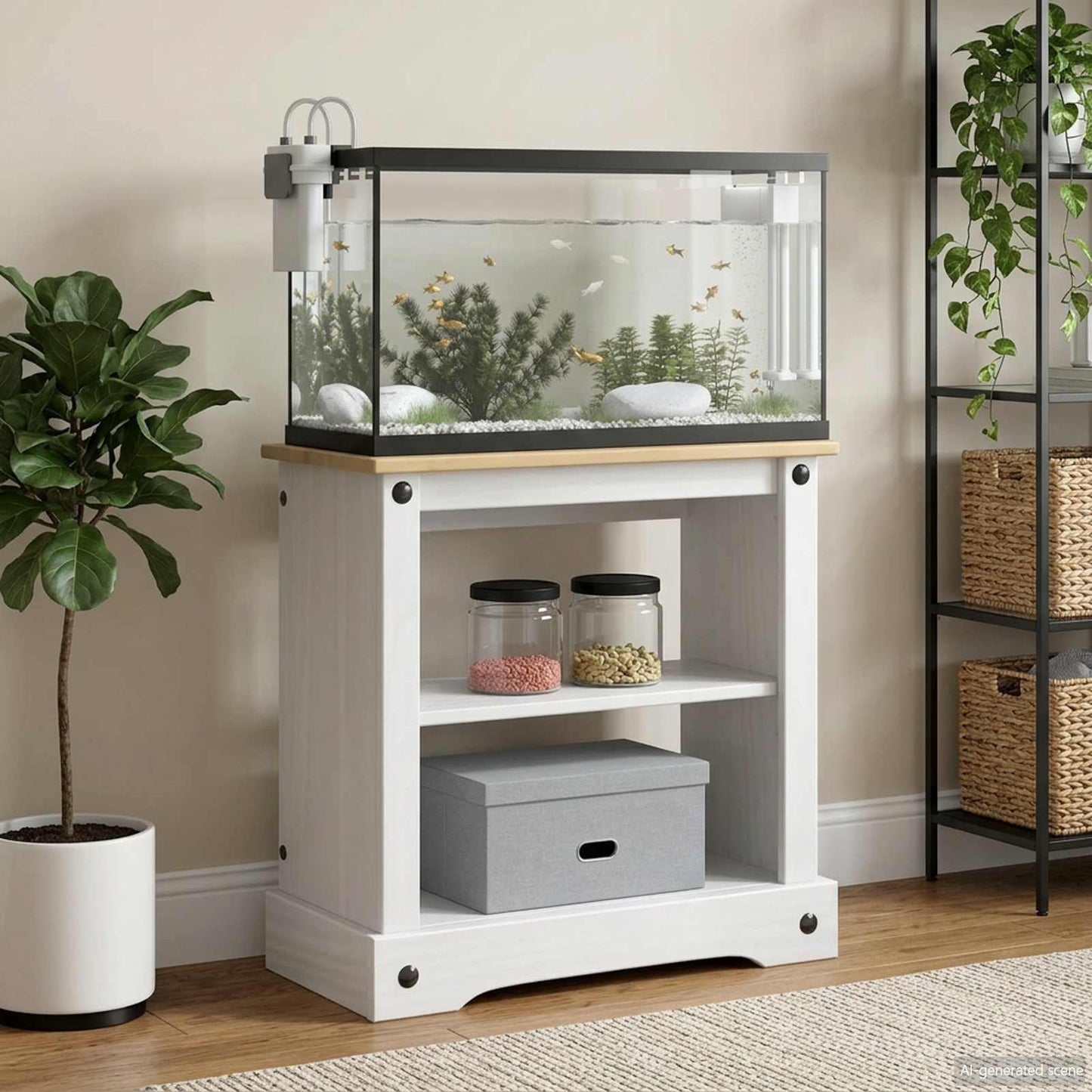 Akvarium stand CORONA Hvid og brun 60,5 x 30 x 60 cm 150 kg
