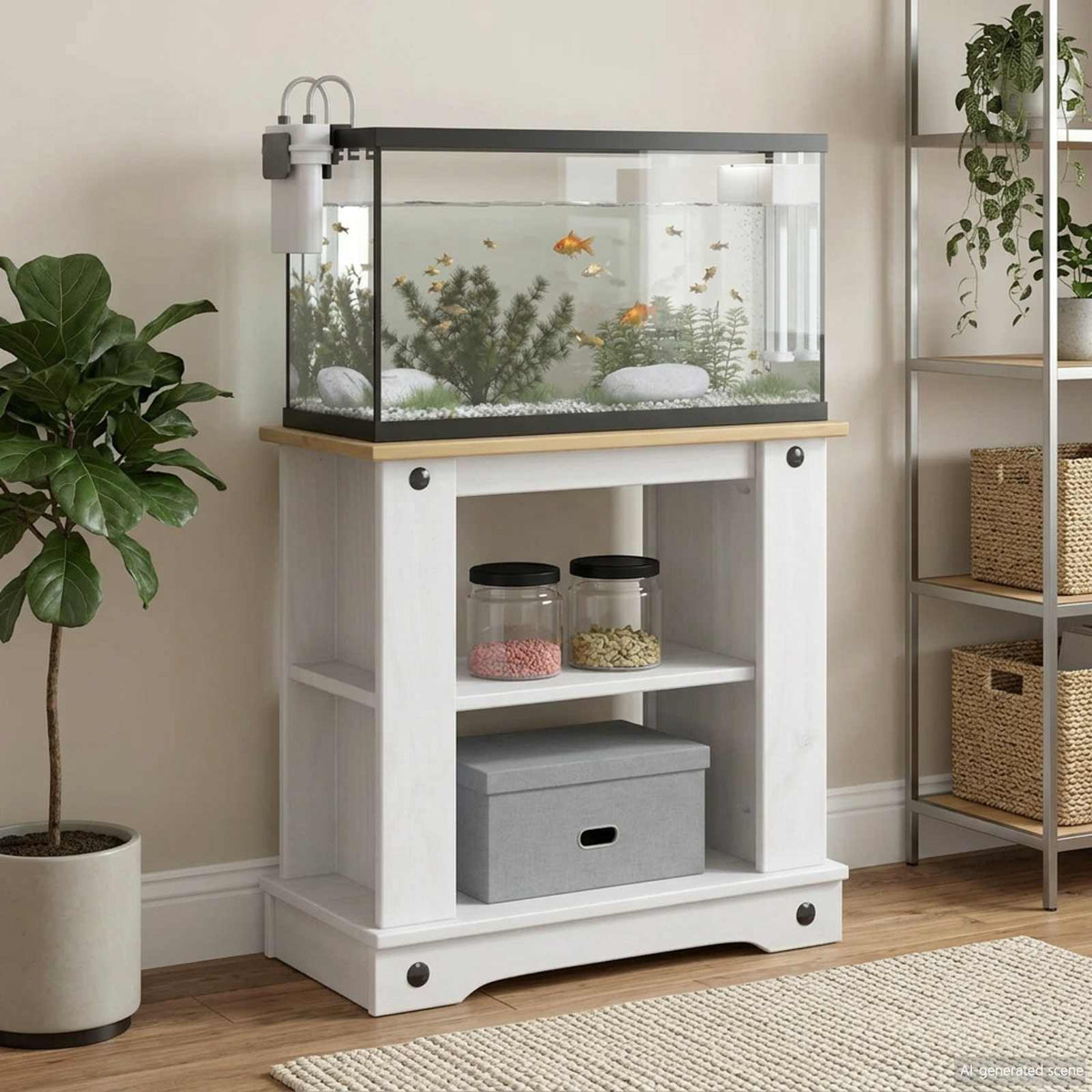 Akvarium stand CORONA Hvid og brun 60 x 30 x 60 cm 150 kg