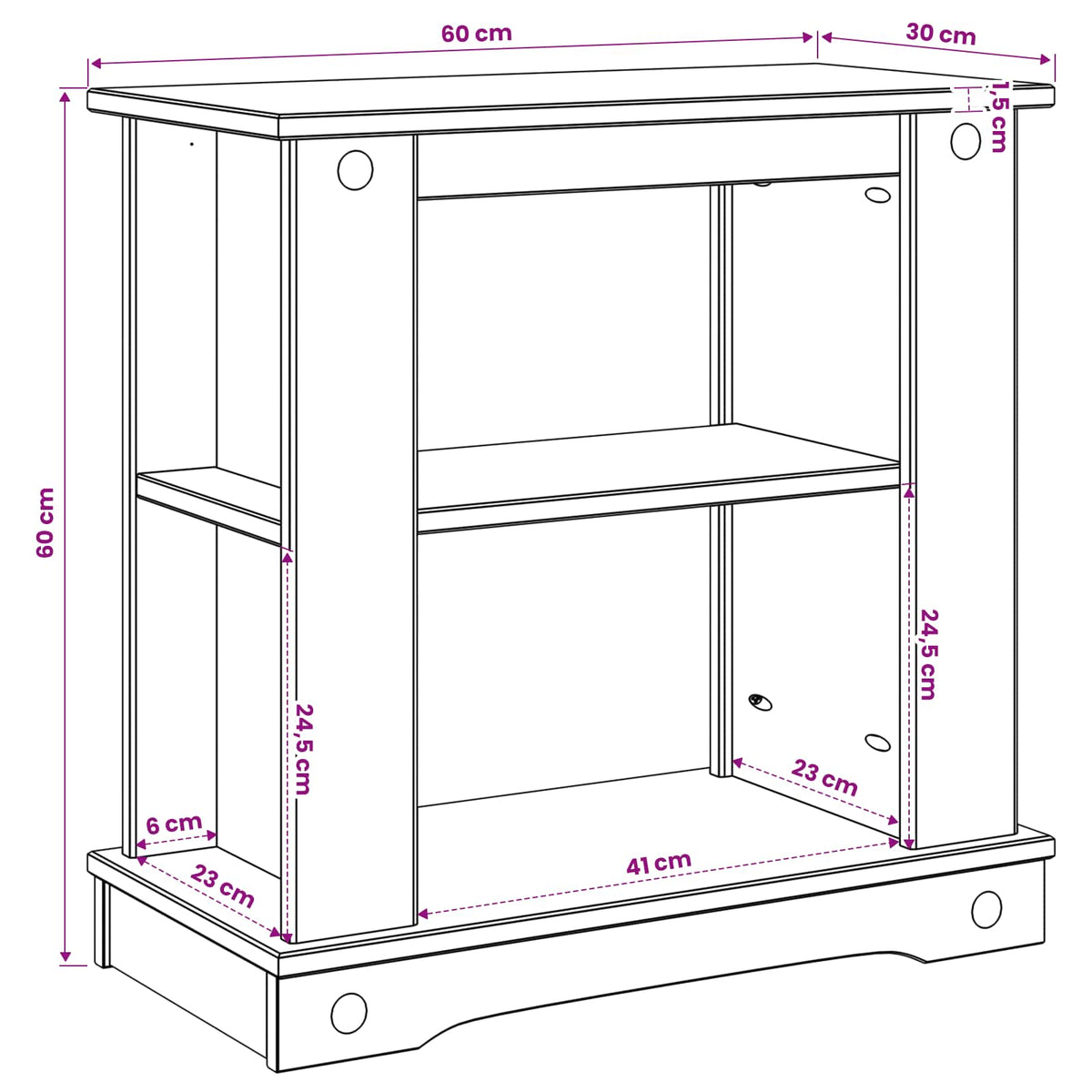 Akvarium stand CORONA Hvid og brun 60 x 30 x 60 cm 150 kg