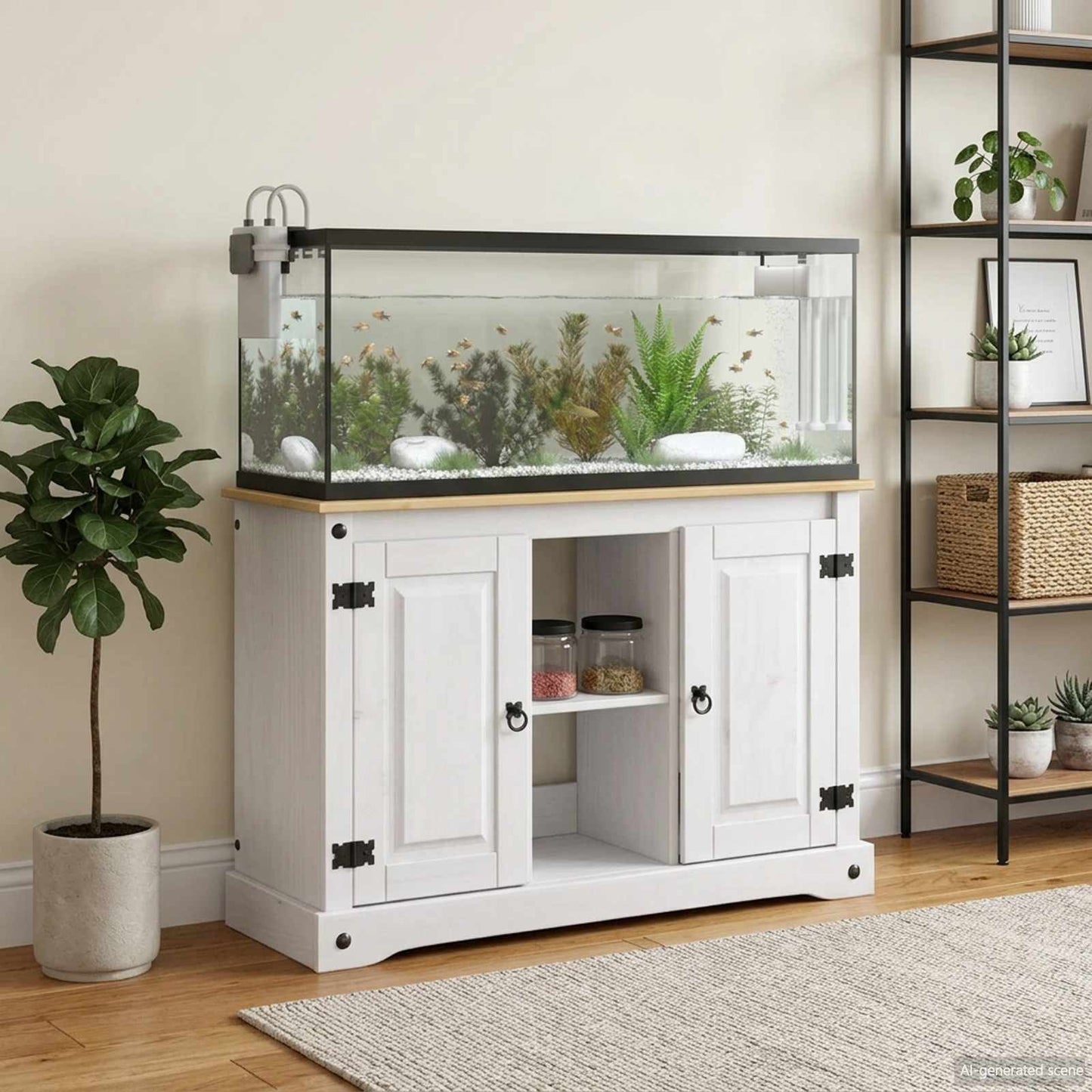 Akvarium stand CORONA Hvid og brun 101,5 x 37 x 73 cm 300 kg