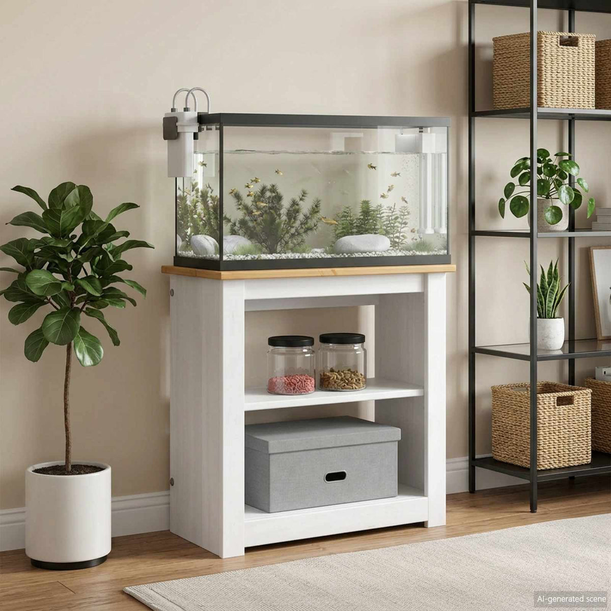 Akvarium stand PANAMA Hvid og brun 60 x 30 x 60 cm 150 kg