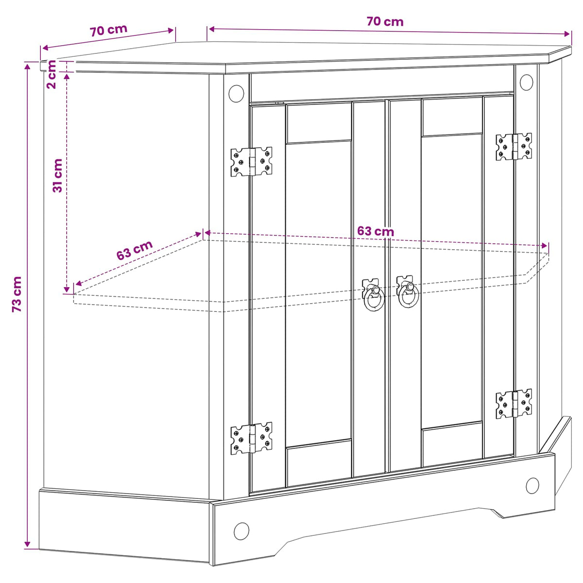Akvarium stand CORONA Hvid 70 x 70 x 73 cm 300 kg