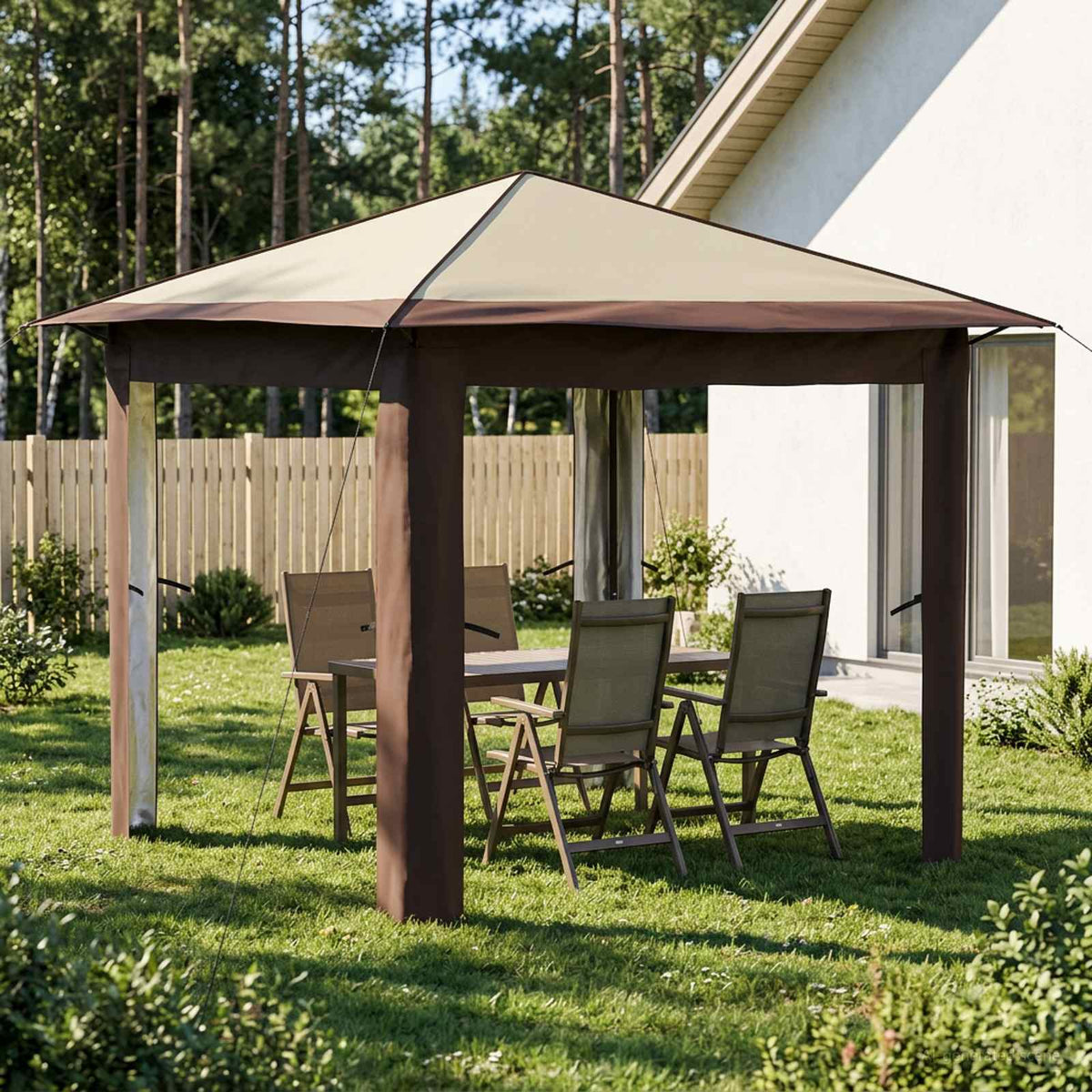 Gazebo uden Sider 2,6 x 2,6 m Creme og Brun