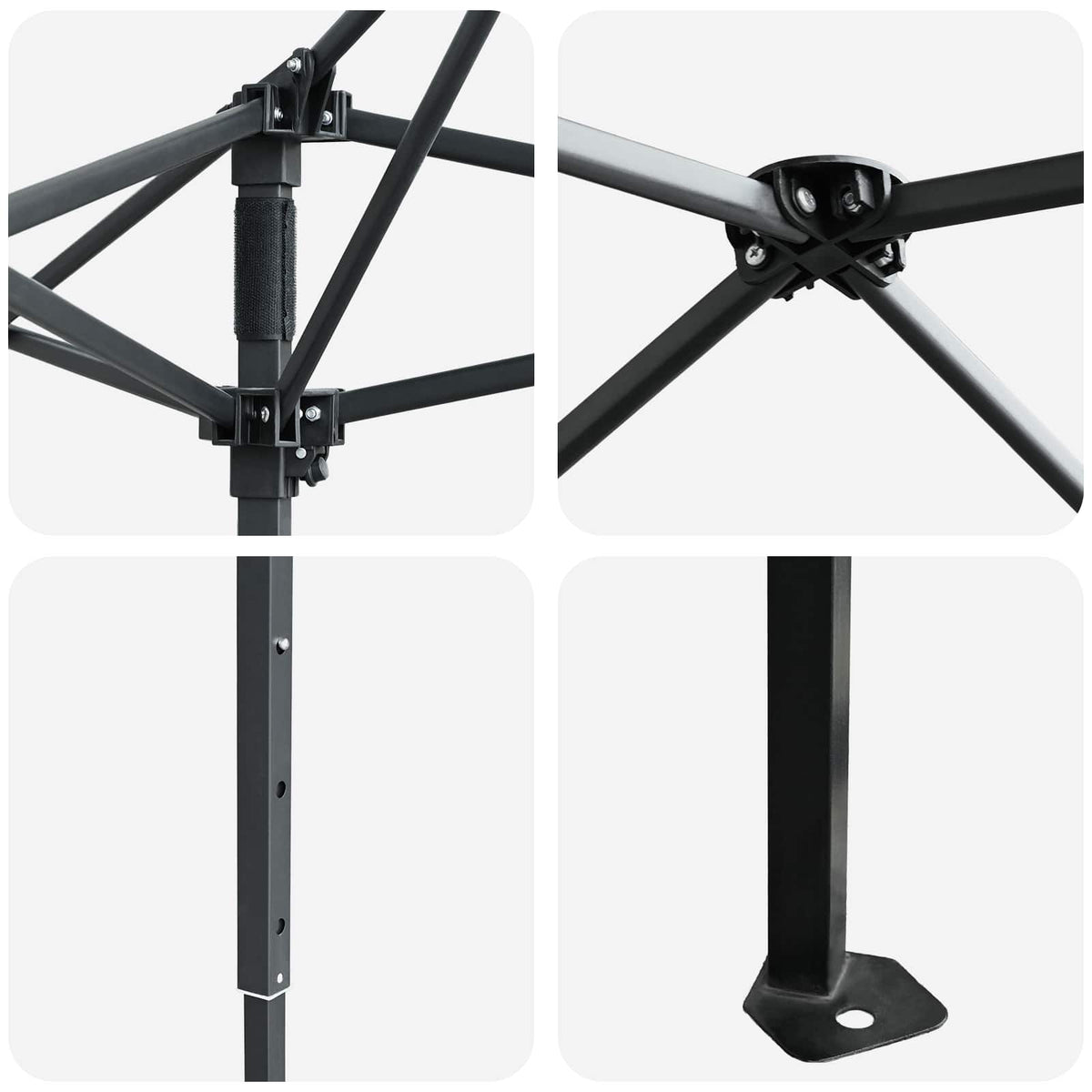 Gazebo med 4 Sider 2,6 x 2,6 m Lysegrå og antracit