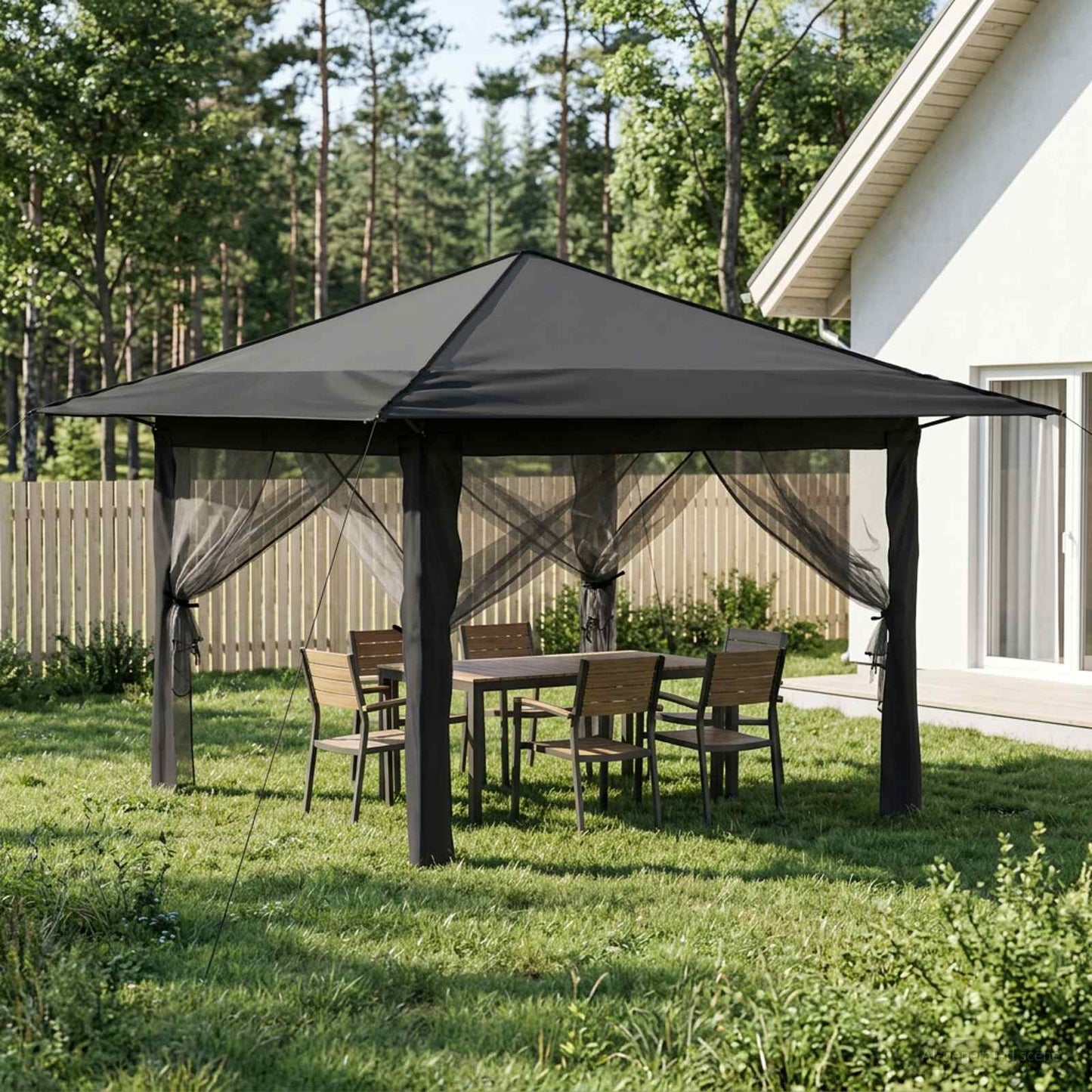 Gazebo med 4 Sider Lysegrå og antracit