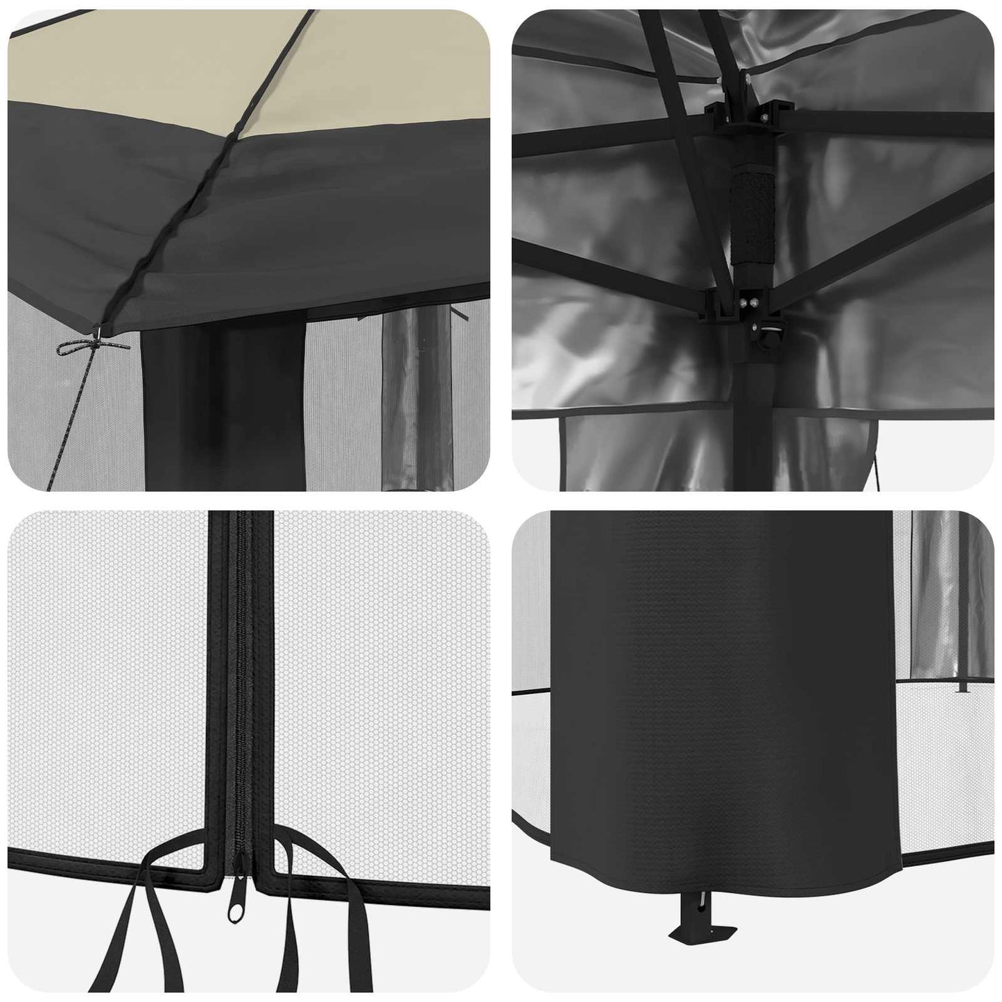 Gazebo med 4 Sider Creme og antracit