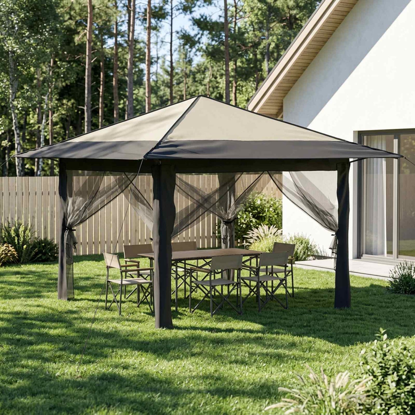 Gazebo med 4 Sider Creme og antracit