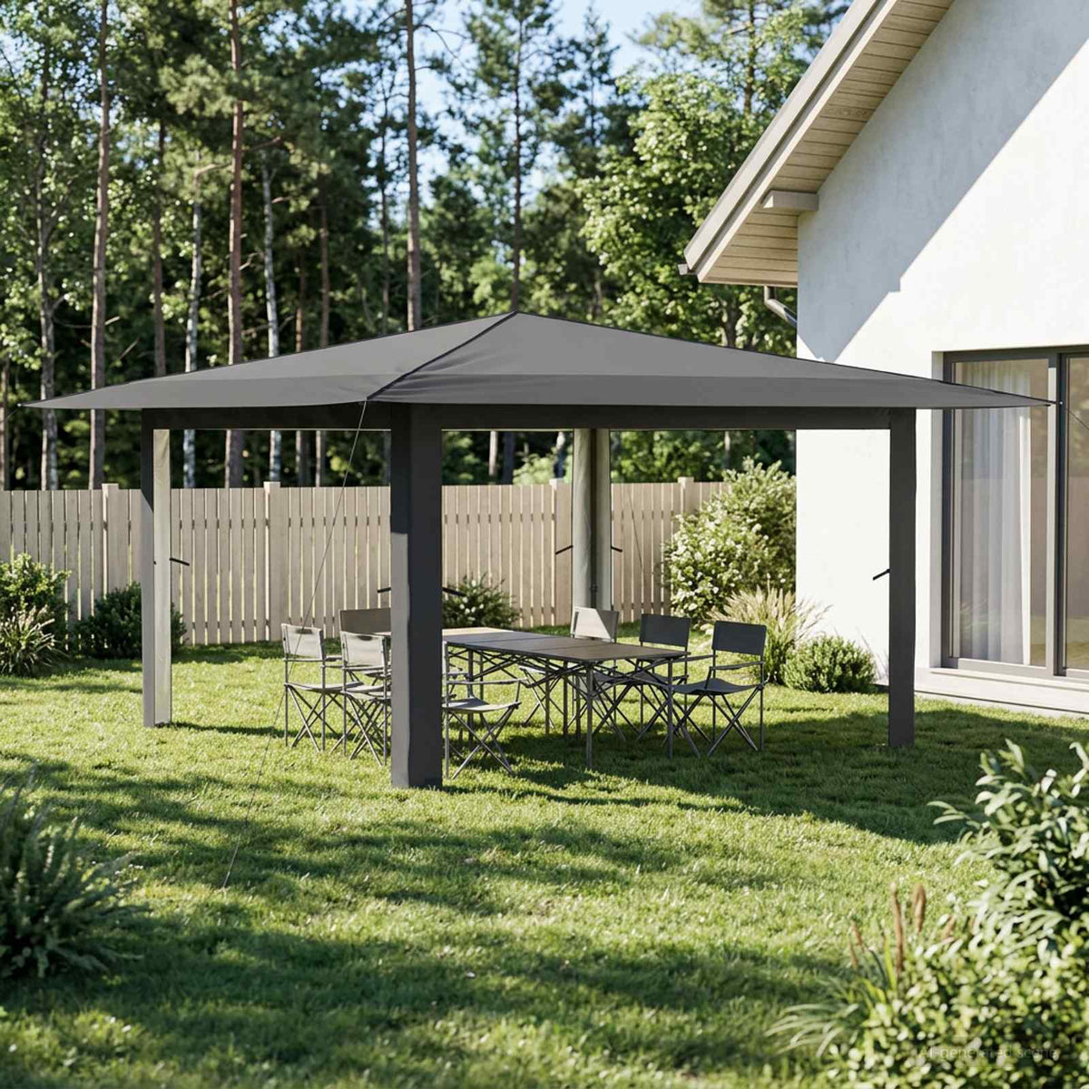 Gazebo uden Sidevæg 4 x 4 m Lysegrå og antracit