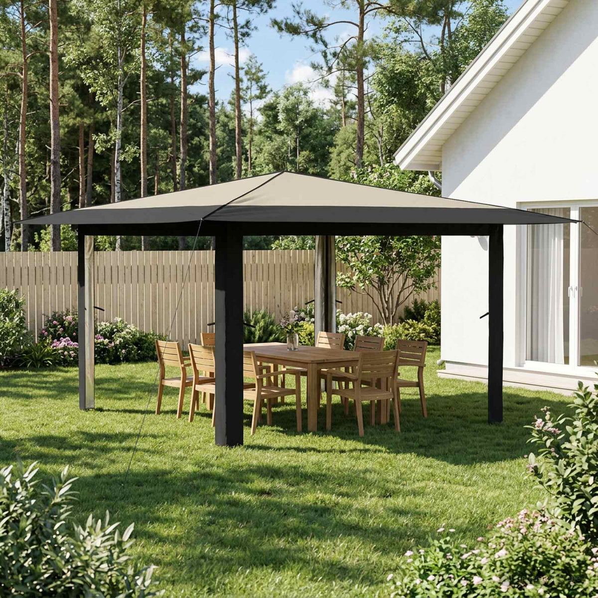 Gazebo uden Sidevæg 4 x 4 m Creme og antracit
