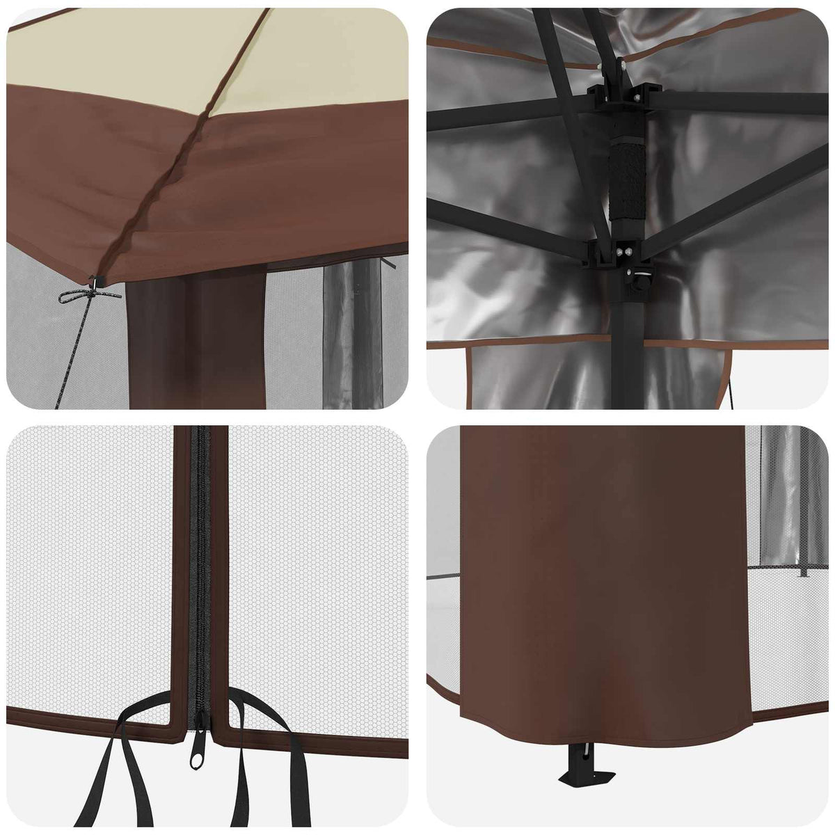 Gazebo med 4 Sider 4 x 4 m Creme og Brun