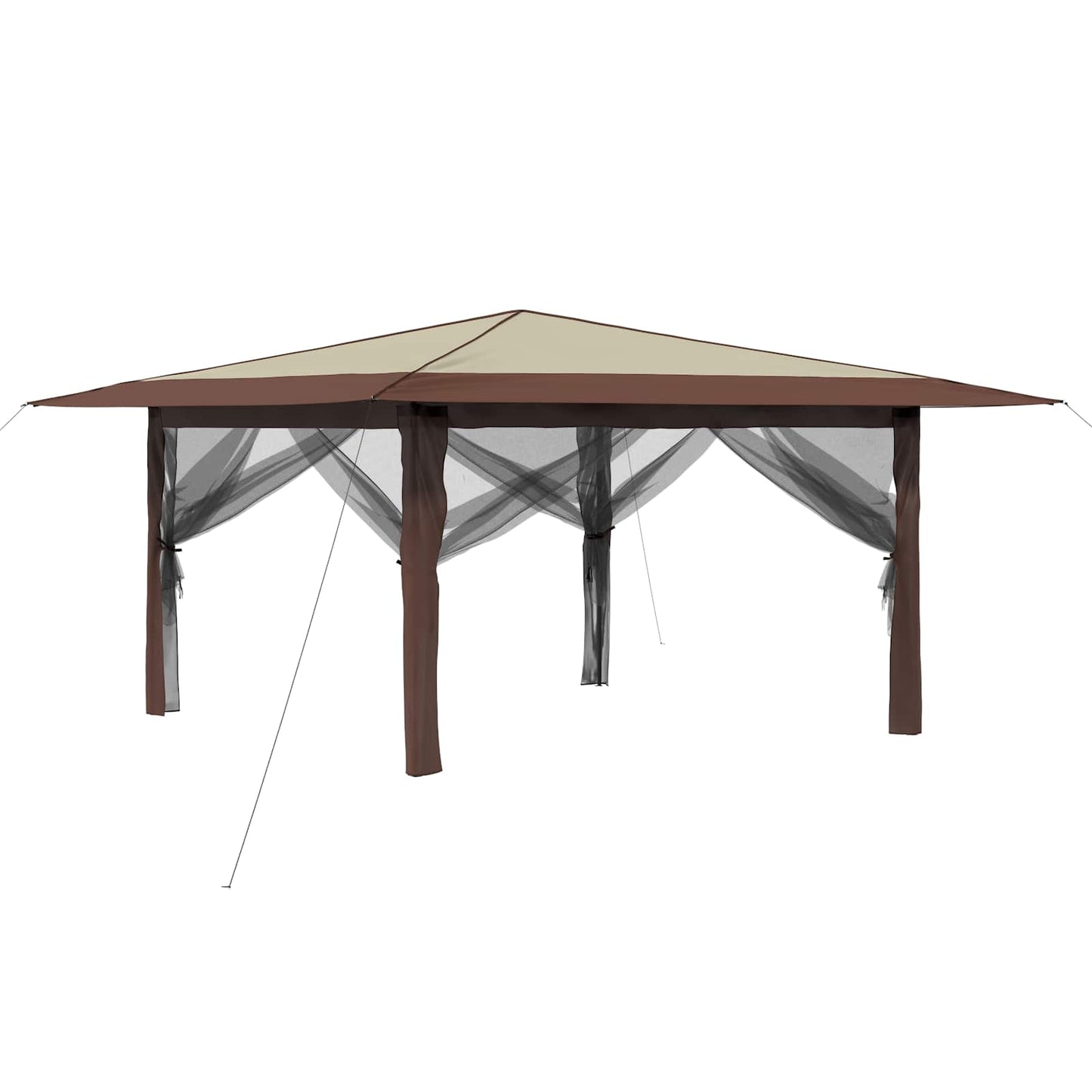 Gazebo med 4 Sider 4 x 4 m Creme og Brun