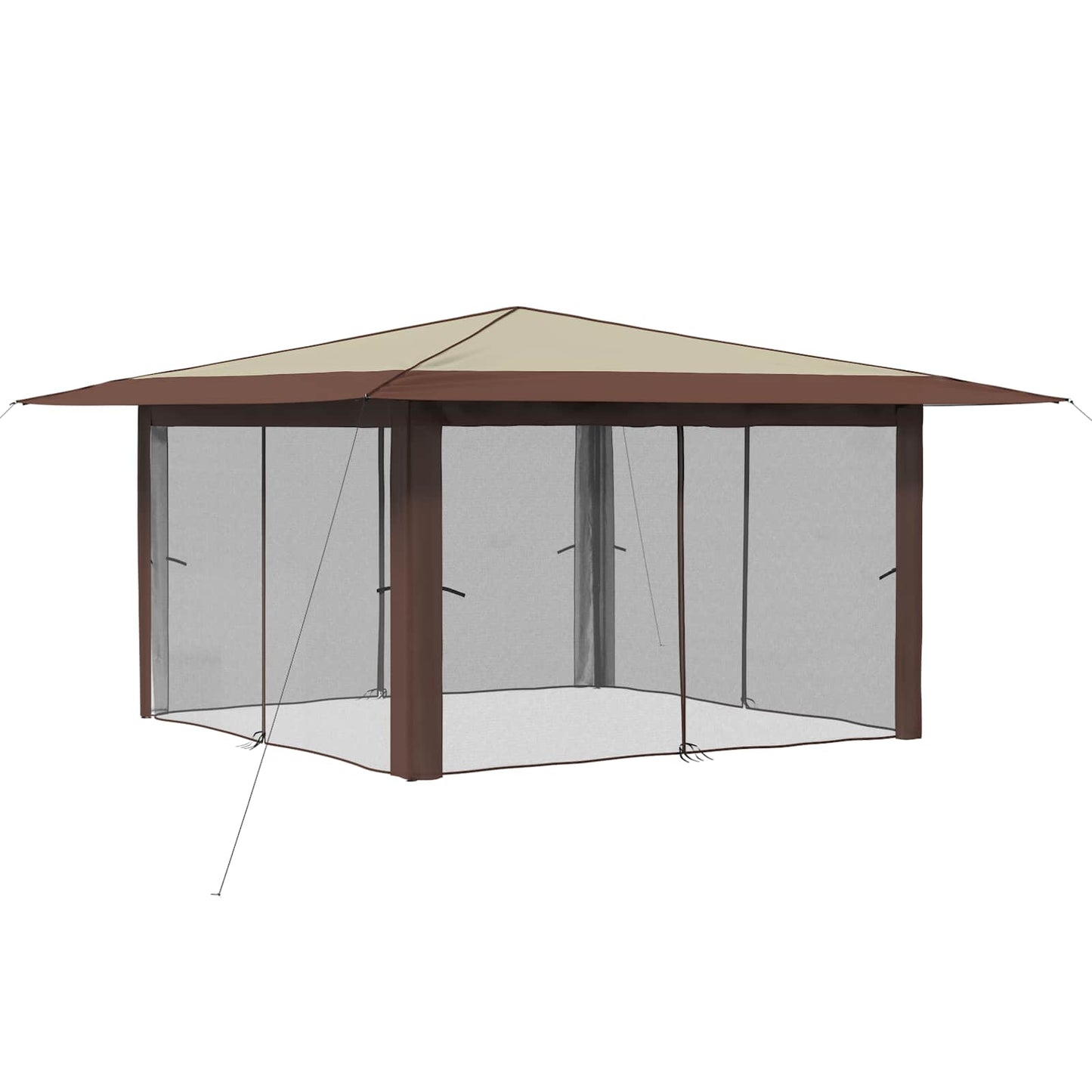 Gazebo med 4 Sider 4 x 4 m Creme og Brun