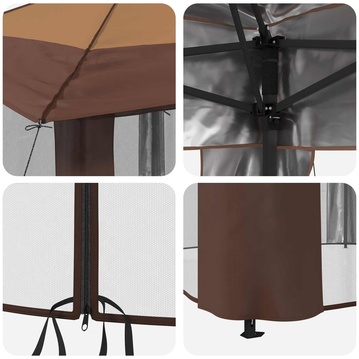 Gazebo med 4 Sider 4 x 4 m Beige og Brun