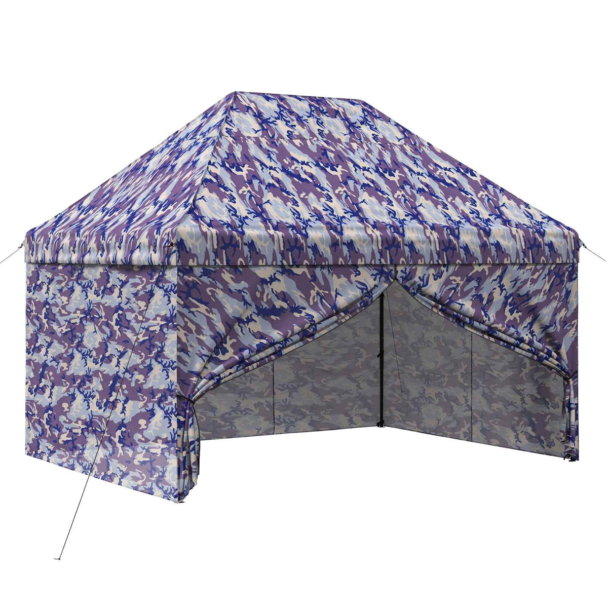 Pop-up Skur med 4 Sidevægge 2,95 x 4,1 m Blå Kamuflage