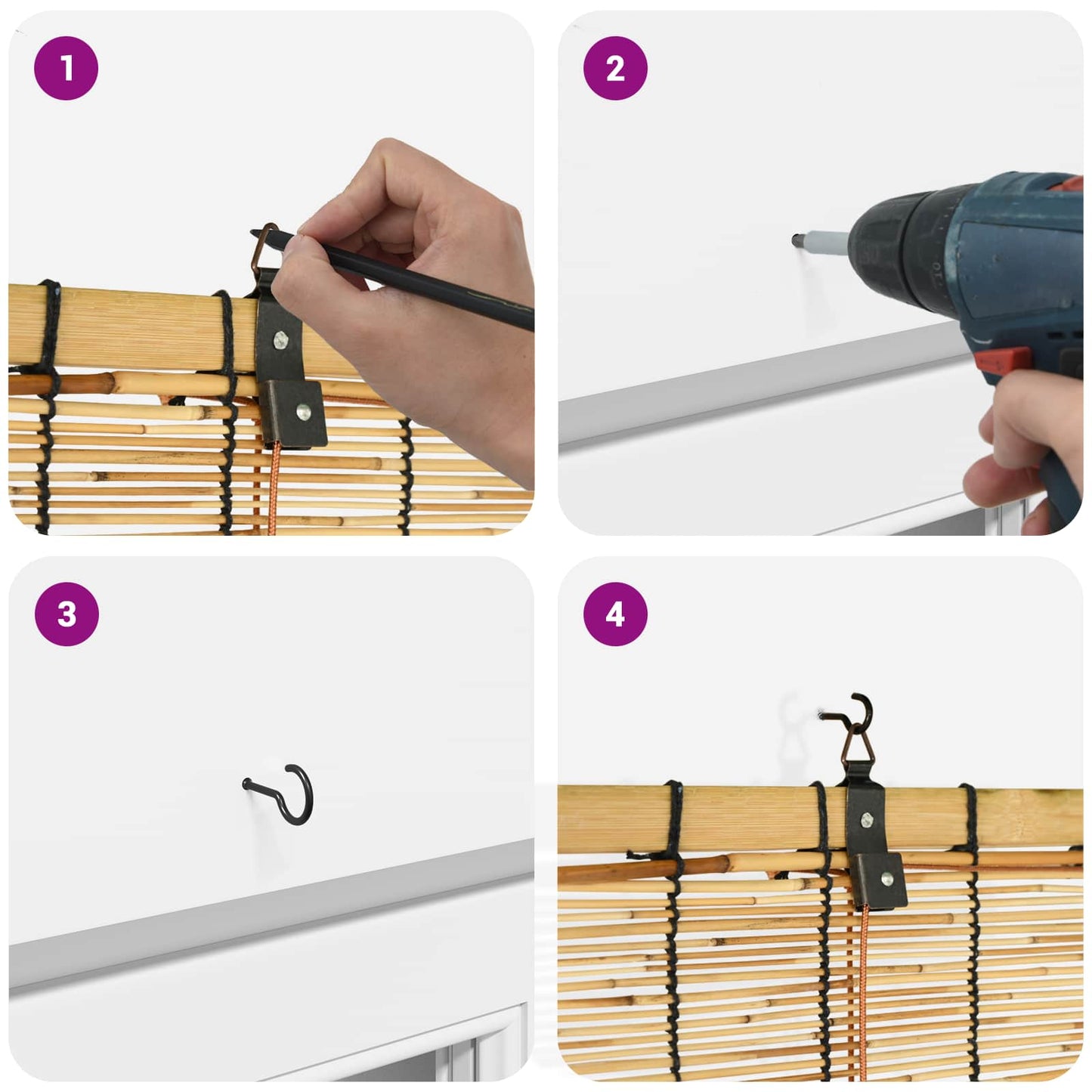 Rullegardin Naturfarvet 60 x 160 cm Rør