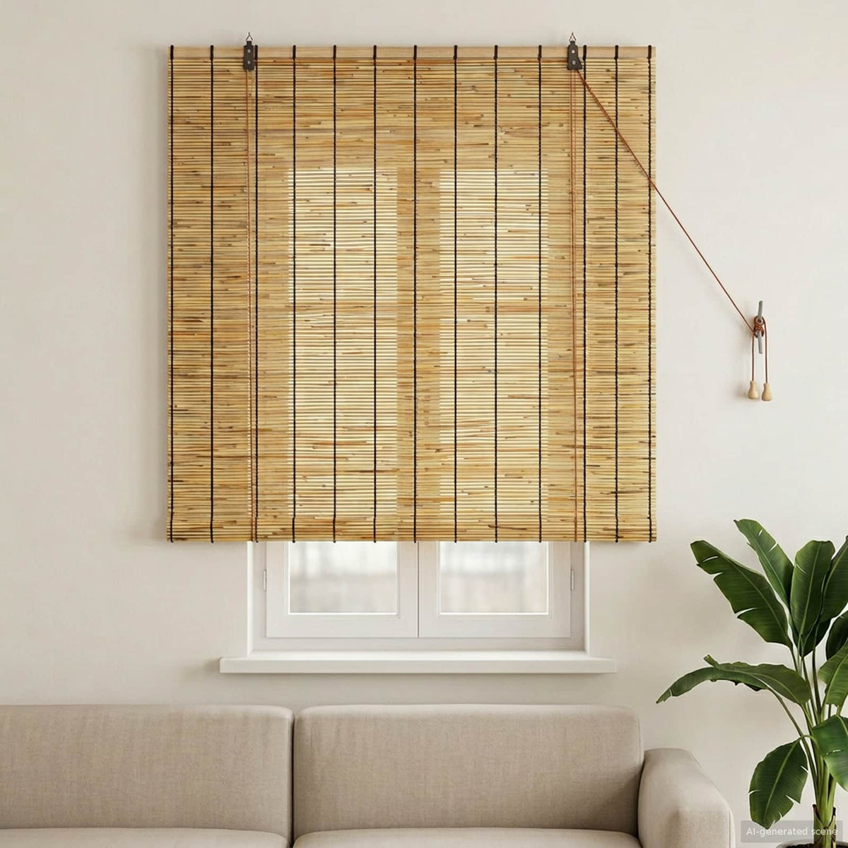 Rullegardin Naturfarvet 120 x 160 cm Rør