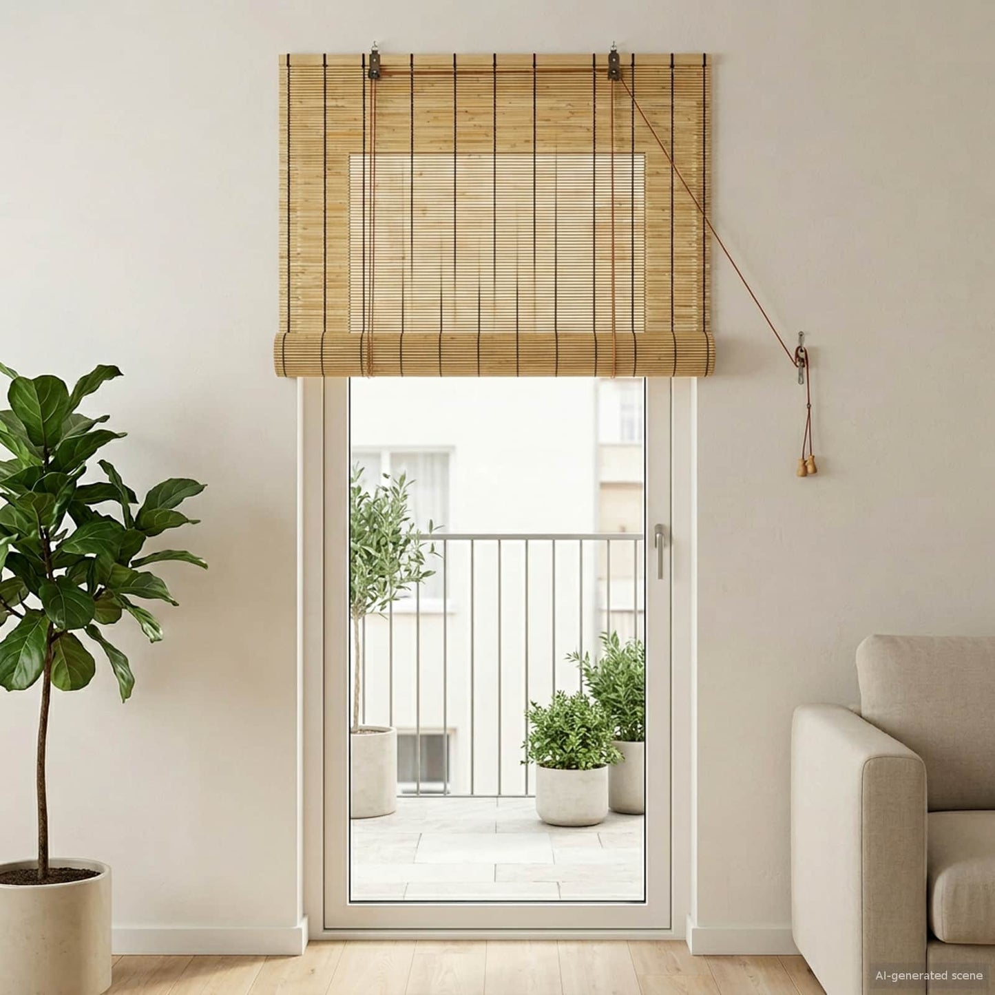 Rullegardin Naturfarvet 100 x 220 cm Rør