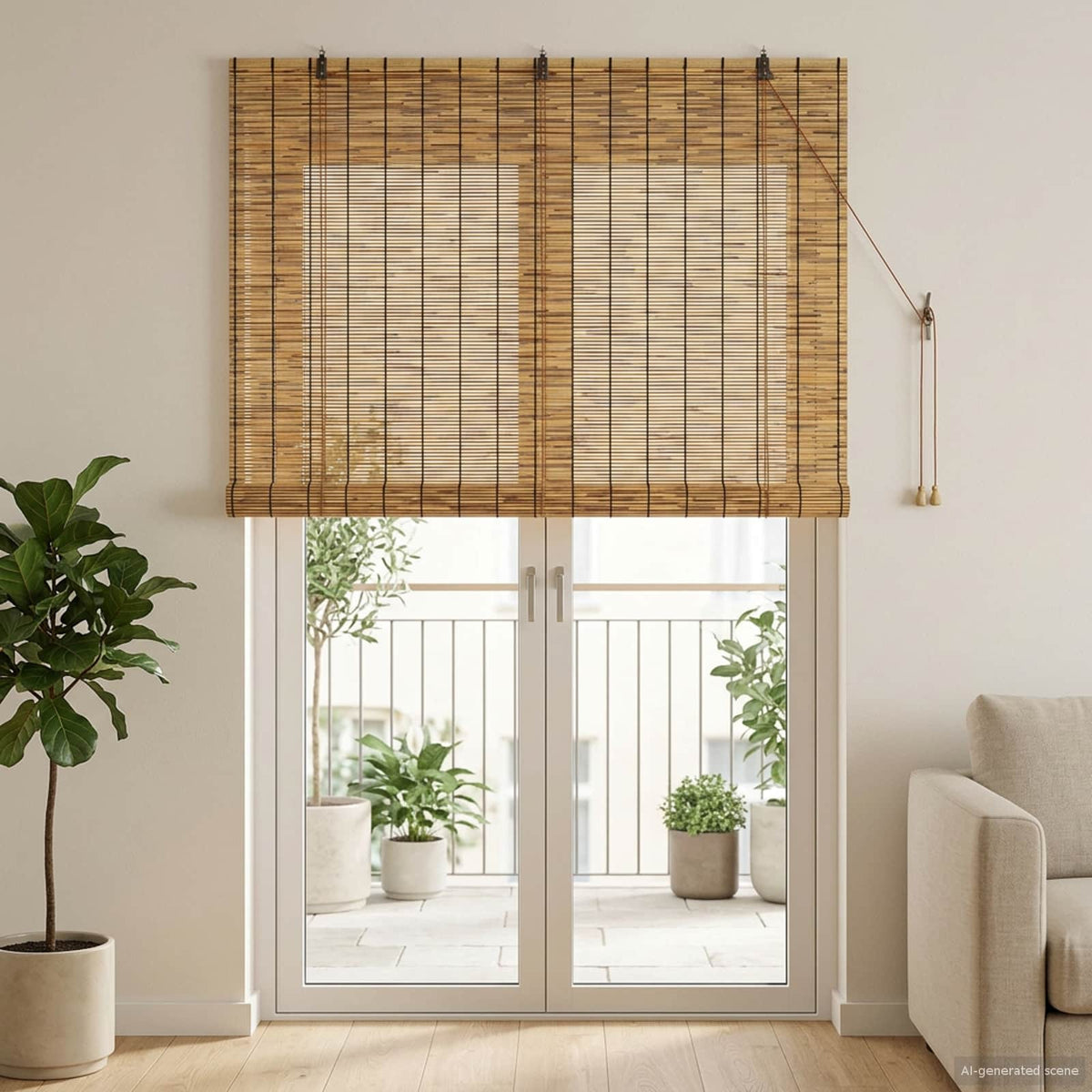 Rullegardin Brun 140 x 220 cm Rør