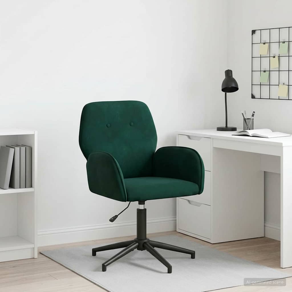 Svingbar skrivebordsstol 54 x 55 x 90 cm Mørkegrøn Fløjl