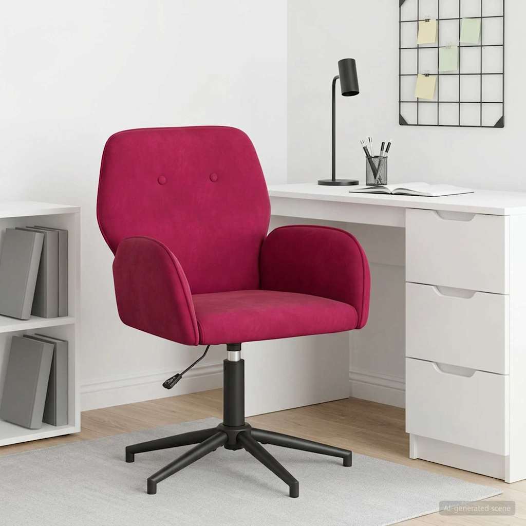 Svingbar skrivebordsstol 54 x 55 x 90 cm Vinrød Fløjl