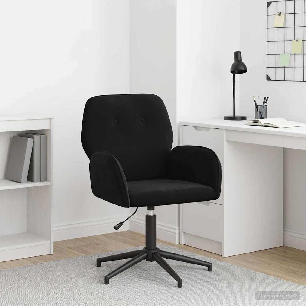 Svingbar skrivebordsstol 54 x 55 x 90 cm Sort Fløjl