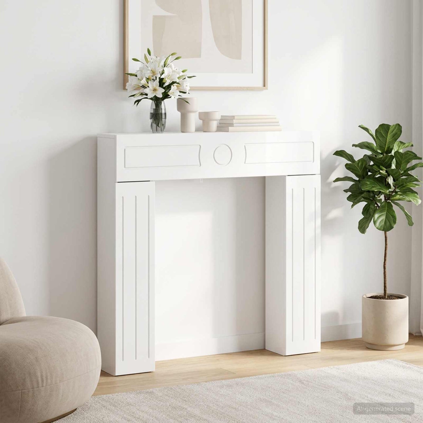 Pejseramme Hvid højglans 102 x 18 x 100,5 cm Konstrueret træ