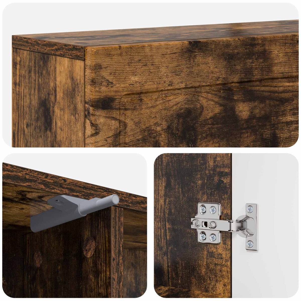 Pejseramme Røget eg 102 x 18 x 100,5 cm Konstrueret træ