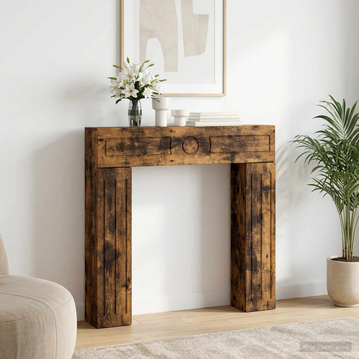 Pejseramme Røget eg 102 x 18 x 100,5 cm Konstrueret træ