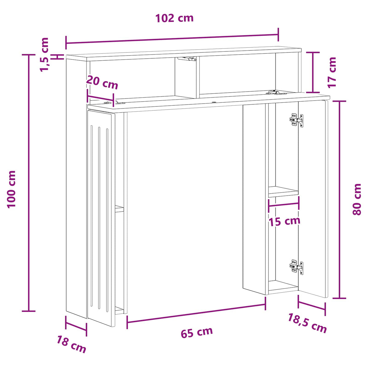 Pejseramme Røget eg 102 x 18 x 100,5 cm Konstrueret træ