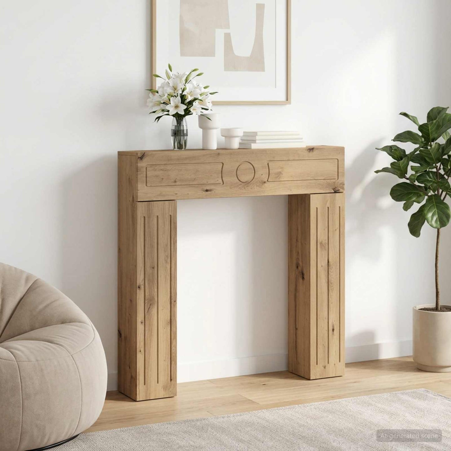 Pejseramme Artisan-eg 102 x 18 x 100,5 cm Konstrueret træ