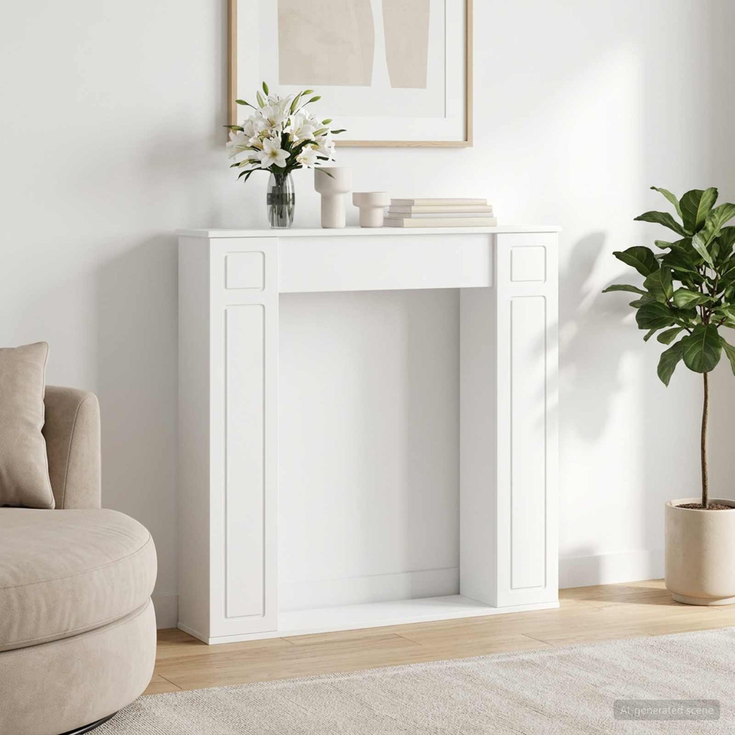 Pejseramme Hvid 100 x 20 x 100 cm Konstrueret træ