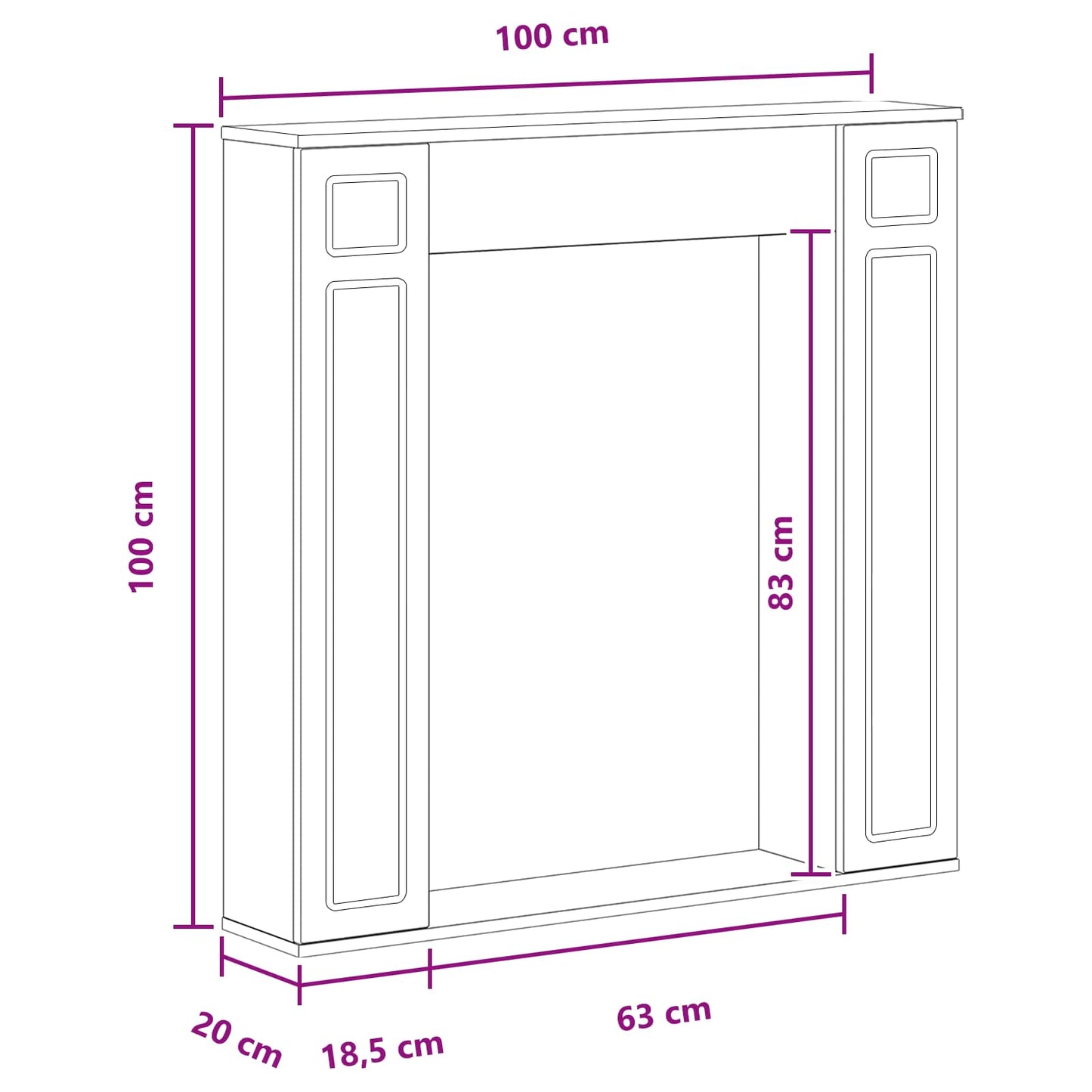 Pejseramme Hvid 100 x 20 x 100 cm Konstrueret træ