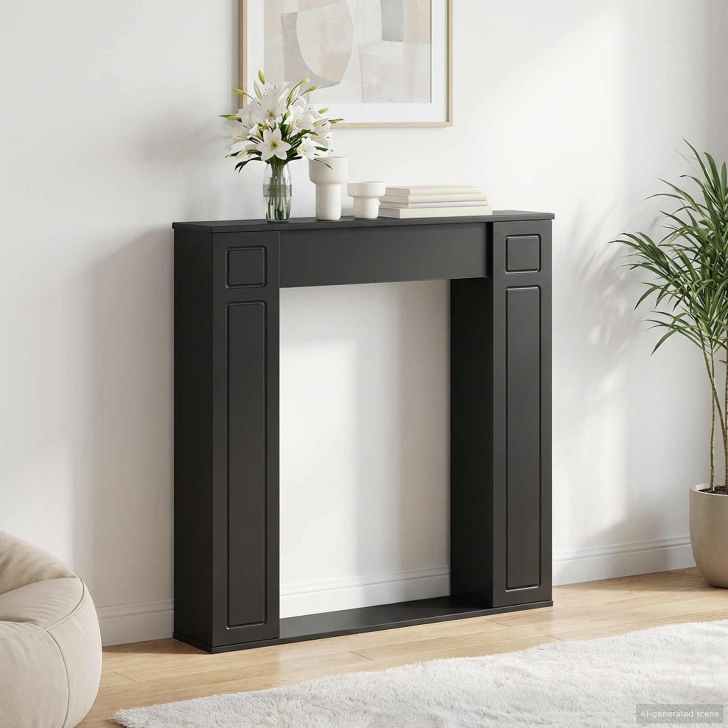 Pejseramme Sort 100 x 20 x 100 cm Konstrueret træ