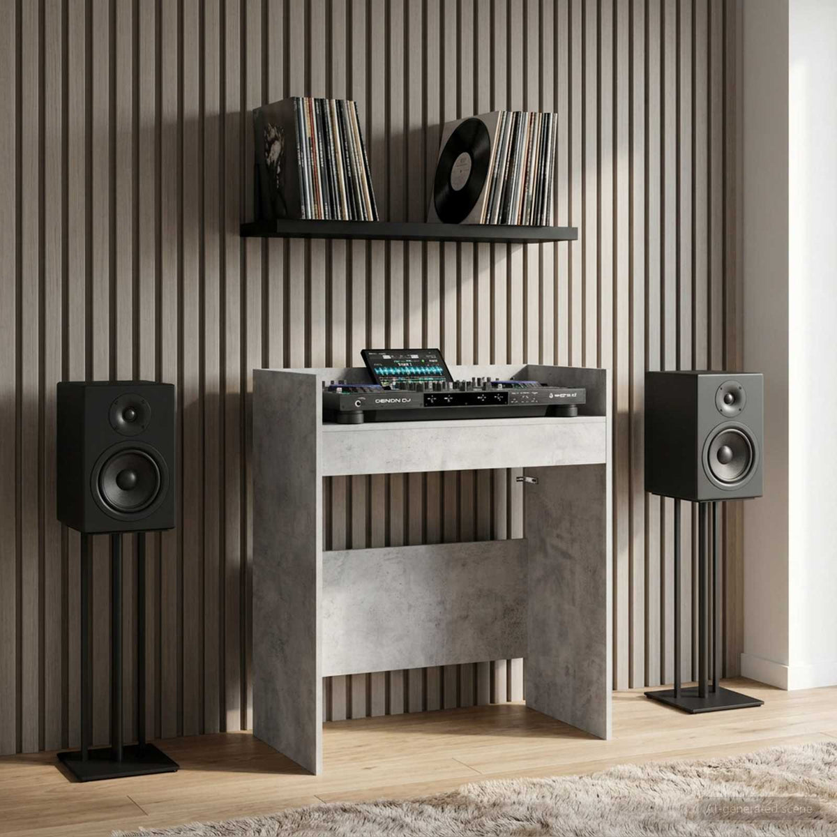 DJ Bord Betongrå 102 x 45 x 102 cm Konstrueret træ