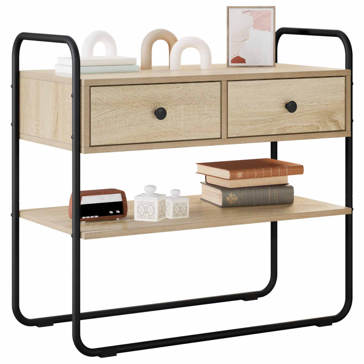 Konsolbord Sonoma-eg 80 x 40 x 75 cm Konstrueret træ