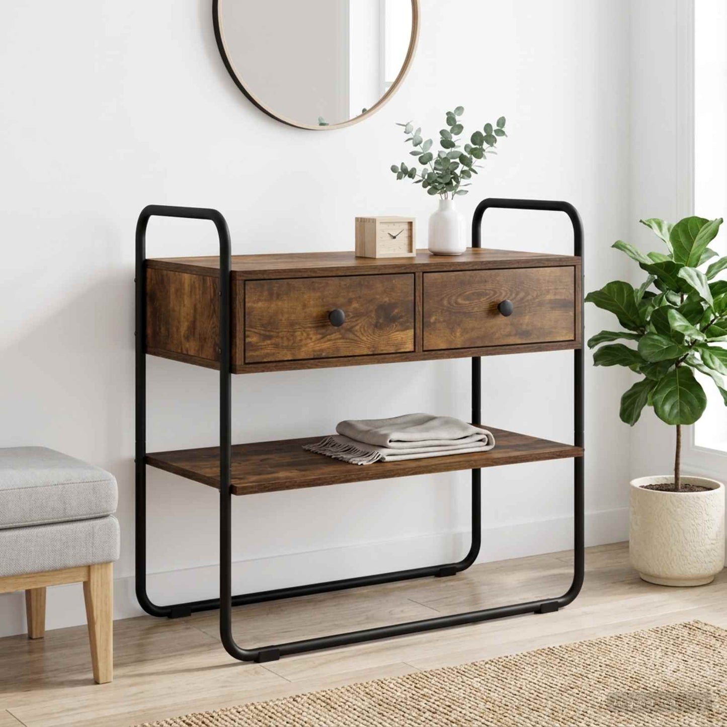 Konsolbord Røget eg 80 x 40 x 75 cm Konstrueret træ