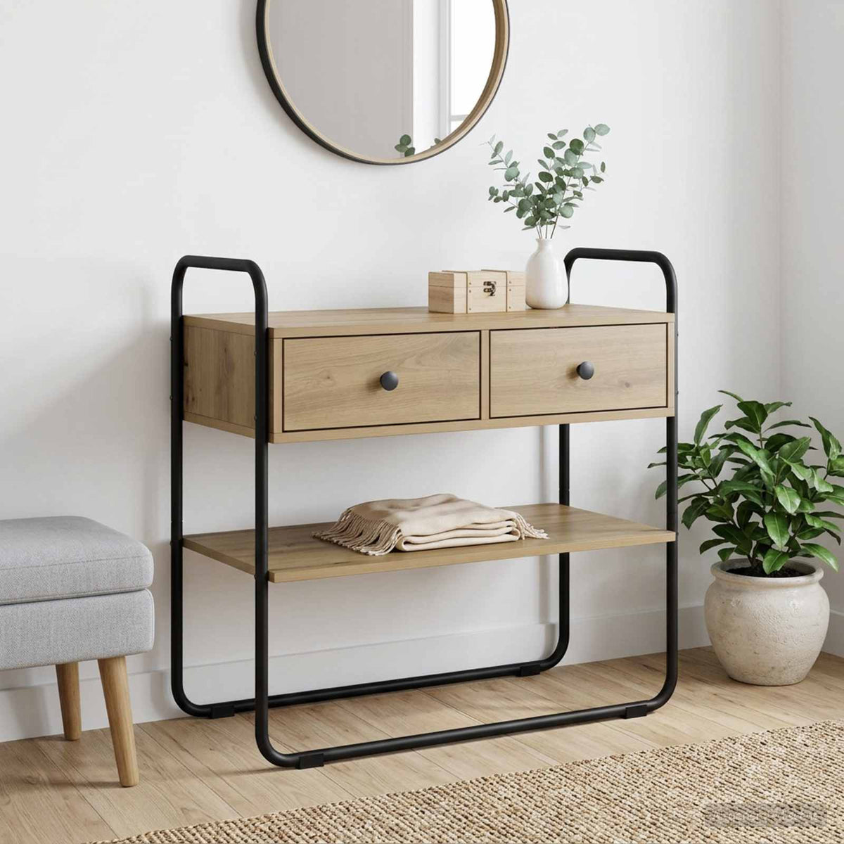 Konsolbord Artisan-eg 80 x 40 x 75 cm Konstrueret træ