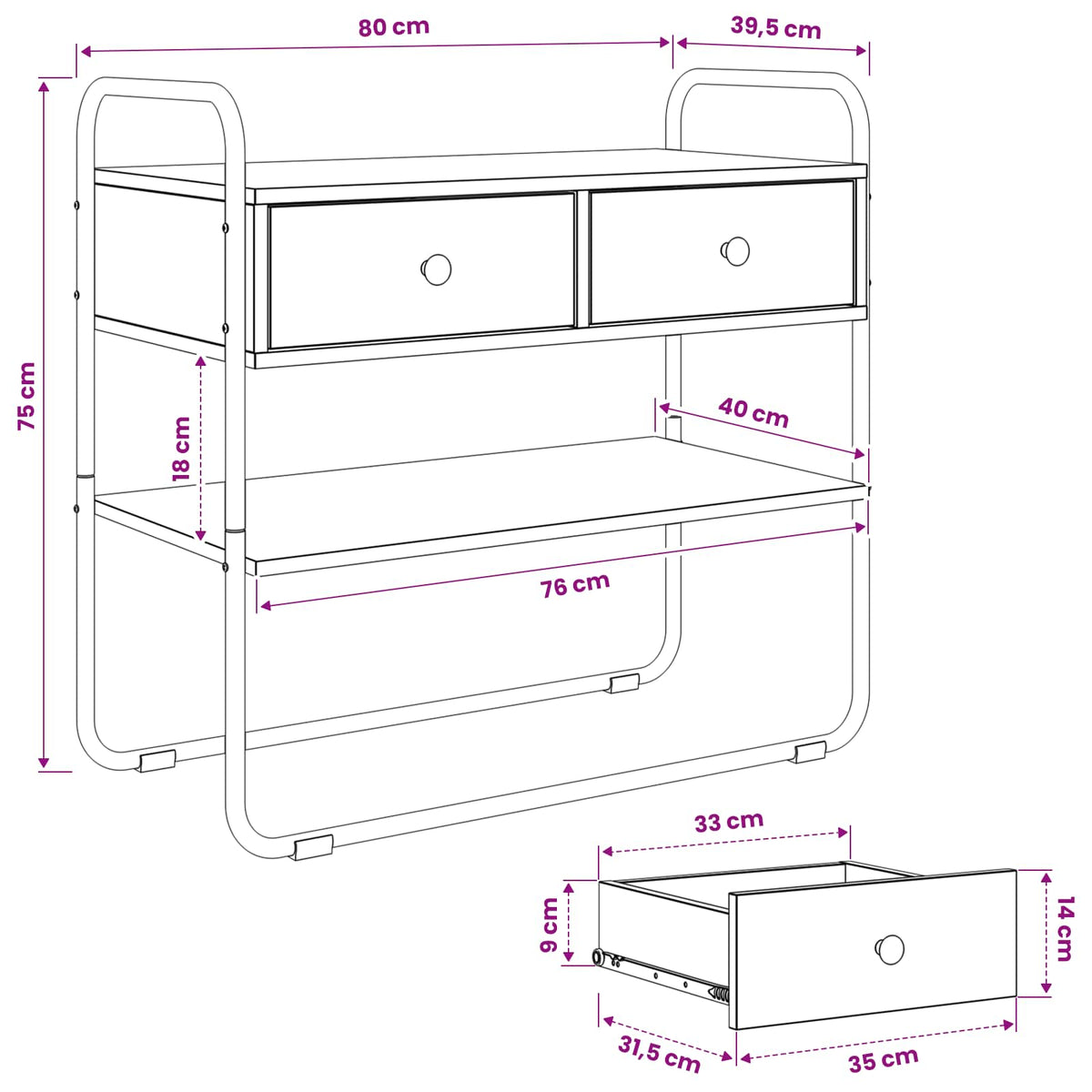 Konsolbord Artisan-eg 80 x 40 x 75 cm Konstrueret træ