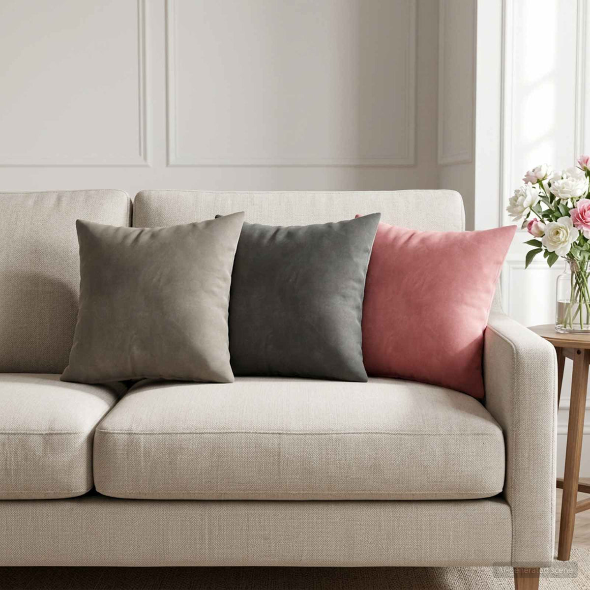 Pudebetræk 6 pcs HEERLEN Lyserød 30 x 30 cm Fløjl