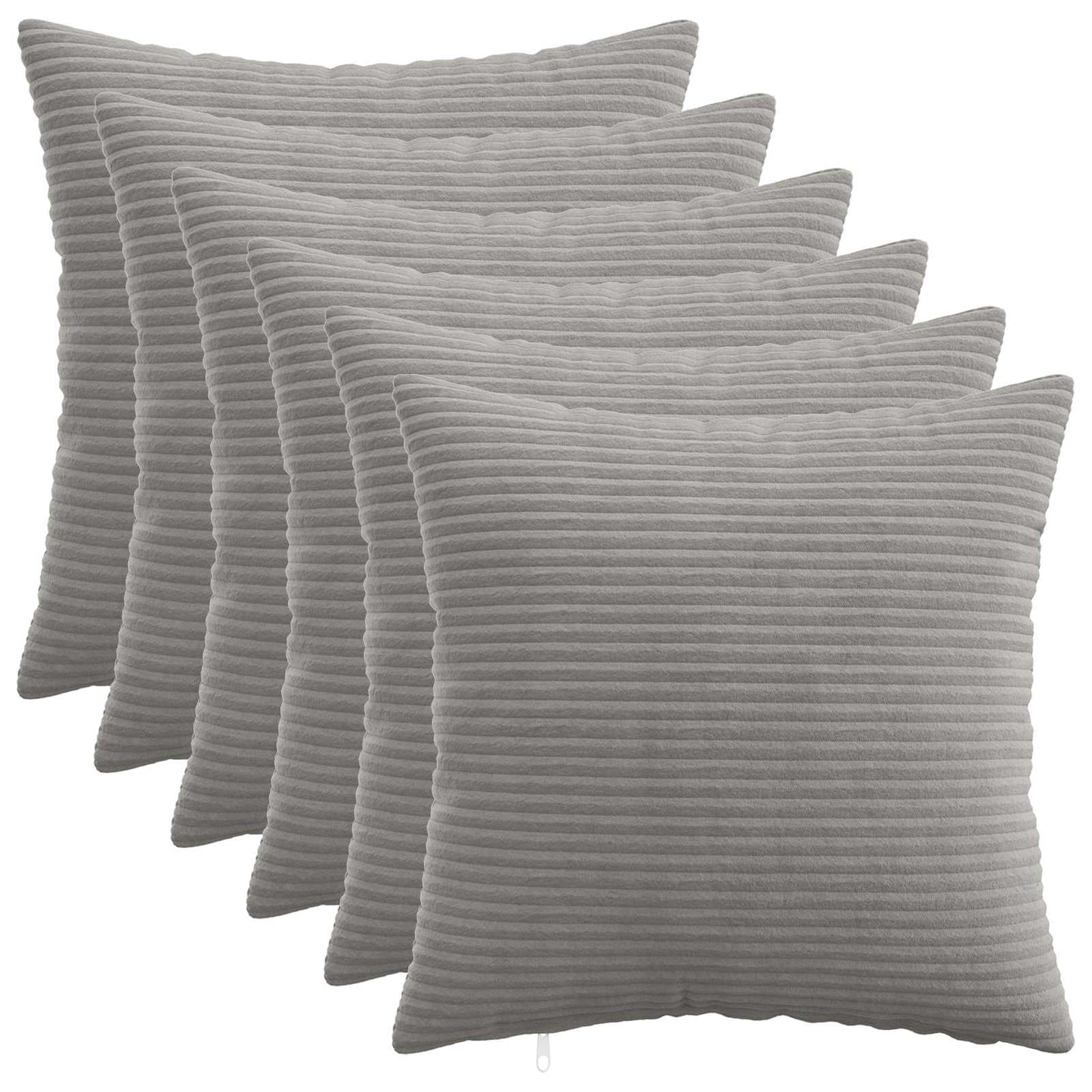 Pudebetræk 6 pcs HEERLEN Lysegrå 30 x 30 cm cordfløjl