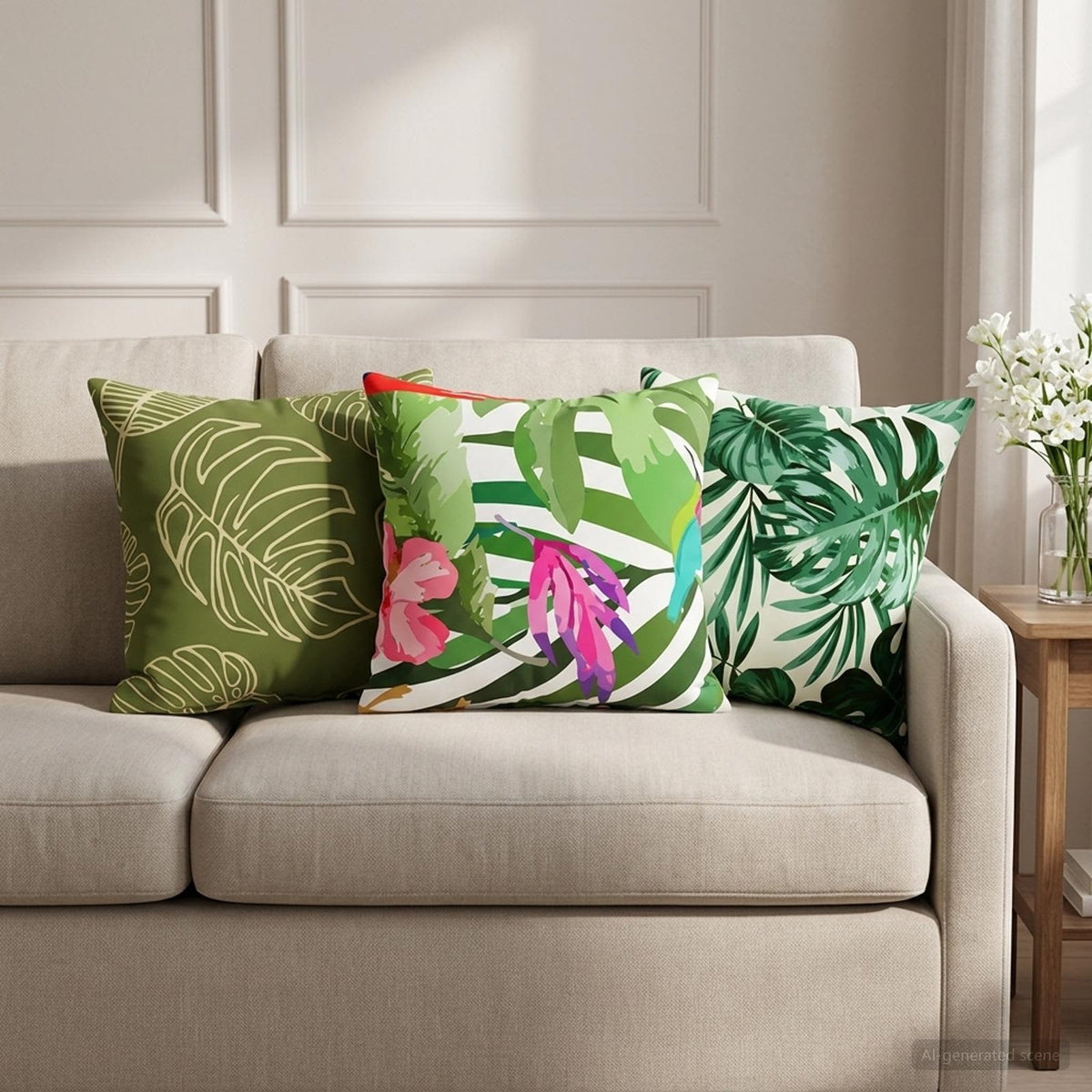 Pudebetræk 12 pcs HEERLEN Bladmønster 40 x 40 cm Polyester