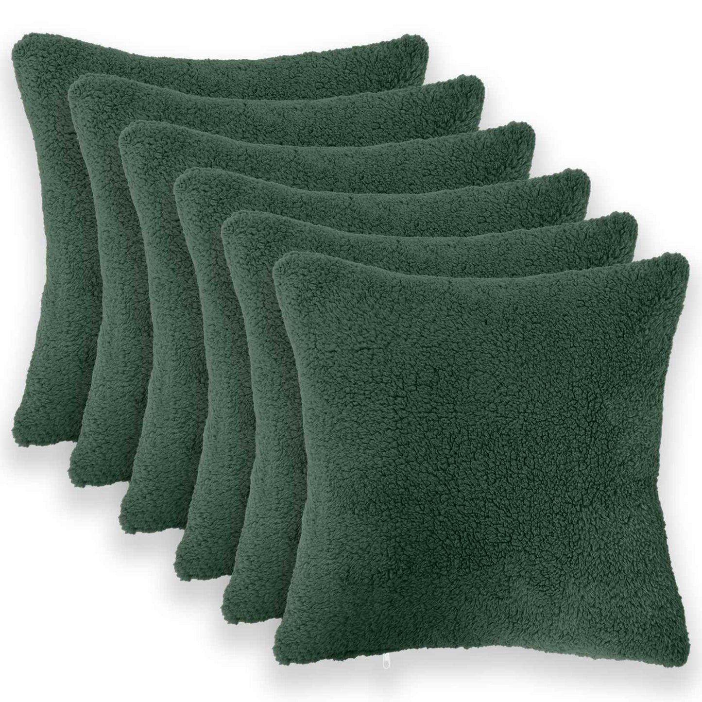 Pudebetræk 6 pcs HEERLEN Mørkegrøn 30 x 30 cm Bouclé