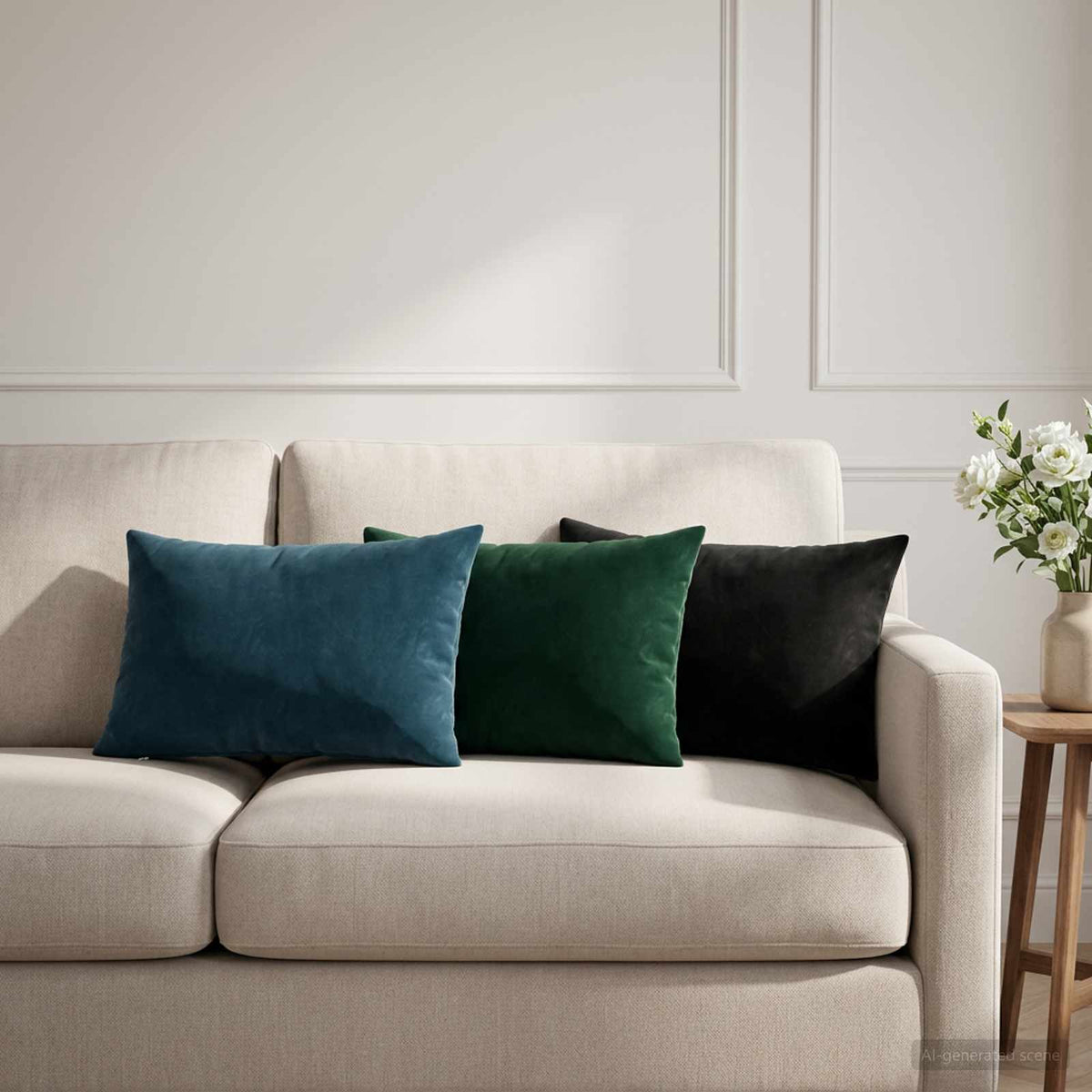 Pudebetræk 2 pcs HEERLEN Sort 30 x 50 cm Fløjl