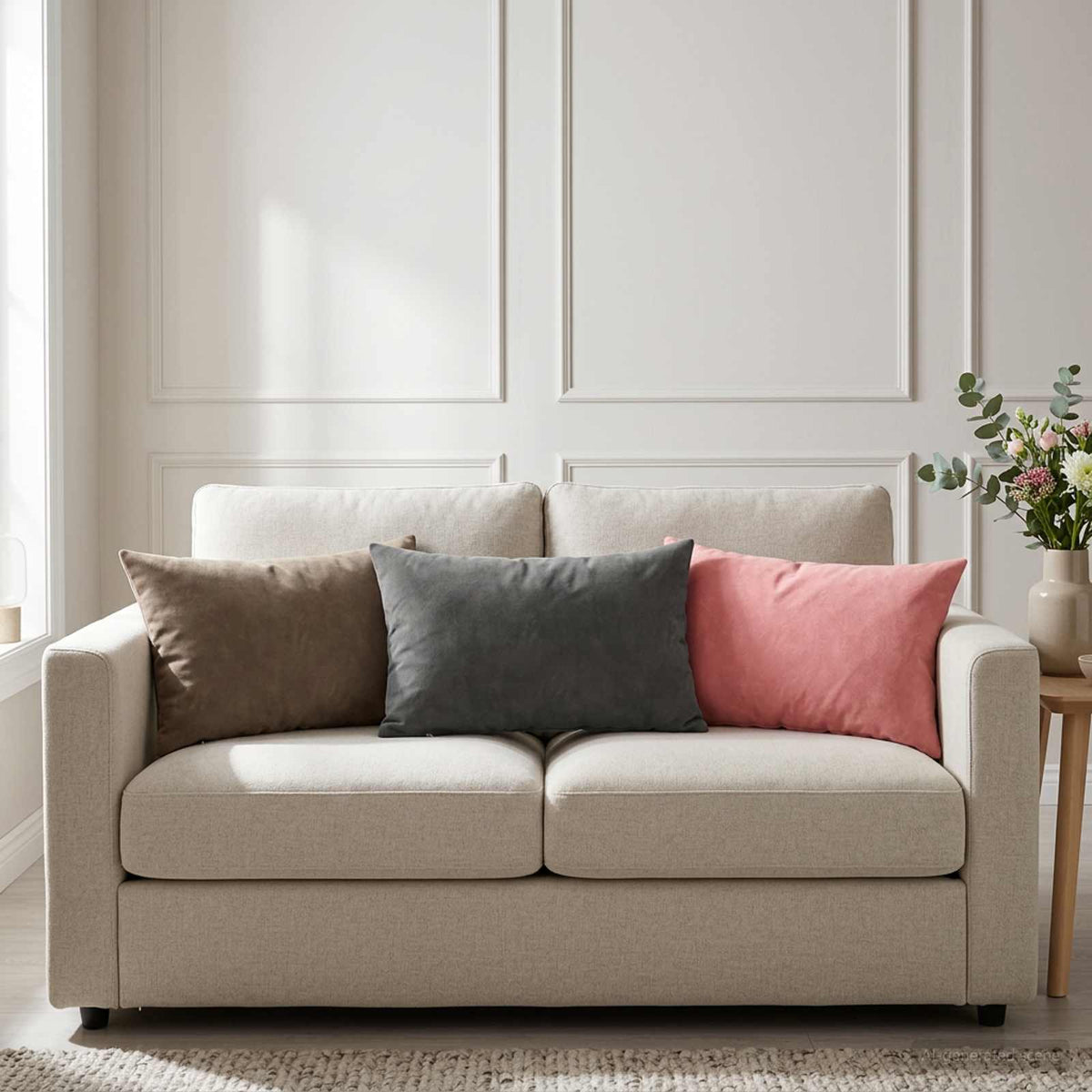 Pudebetræk 6 pcs HEERLEN Lysegrå 30 x 50 cm Fløjl
