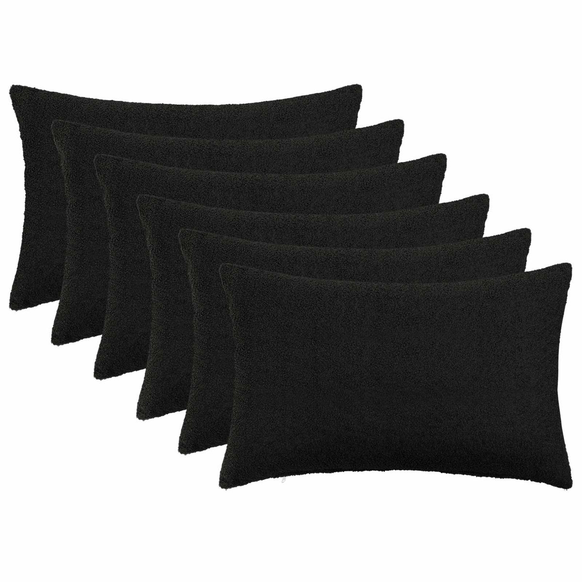 Pudebetræk 6 pcs HEERLEN Sort 30 x 50 cm Bouclé