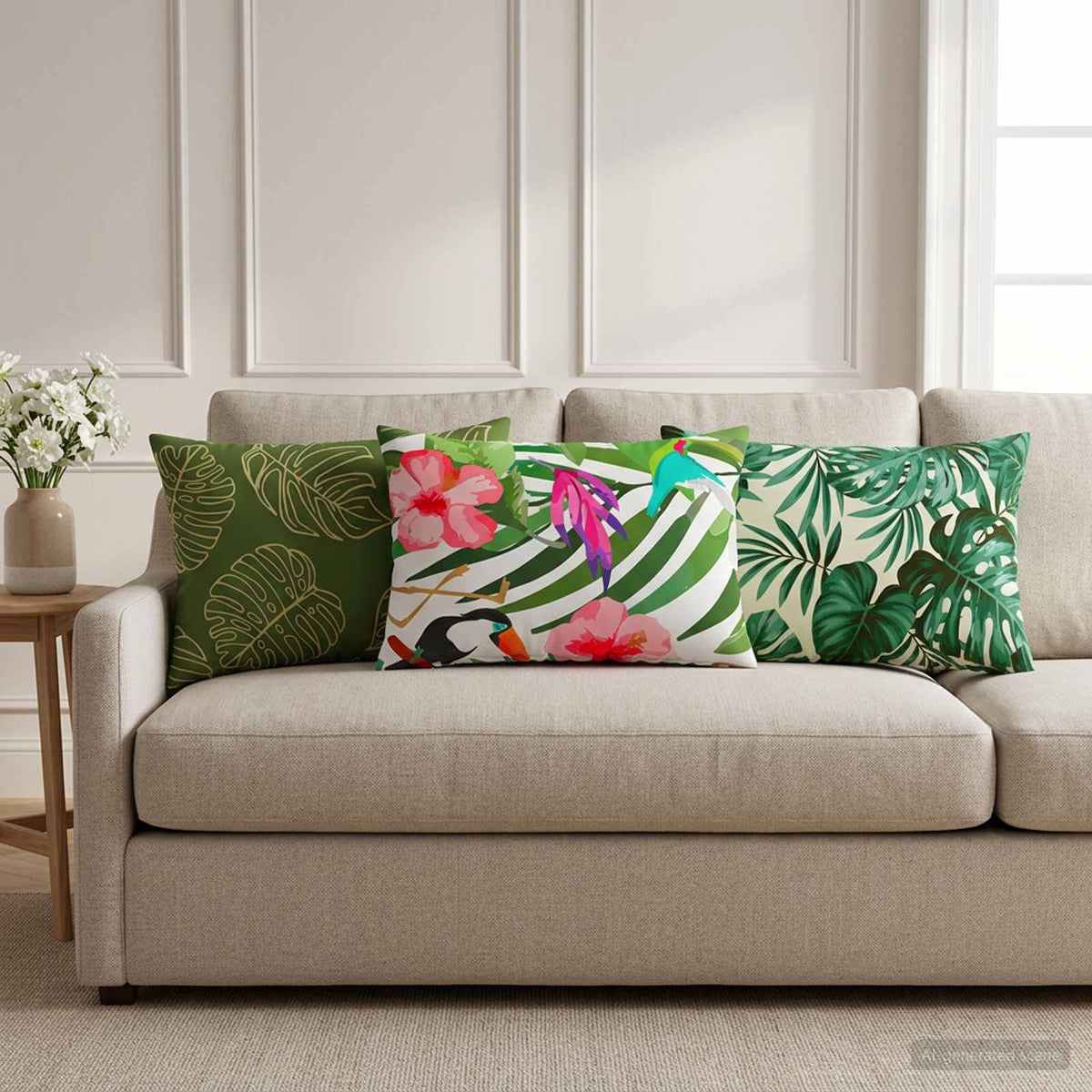 Pudebetræk 2 pcs HEERLEN Bladdesign 30 x 50 cm Polyester